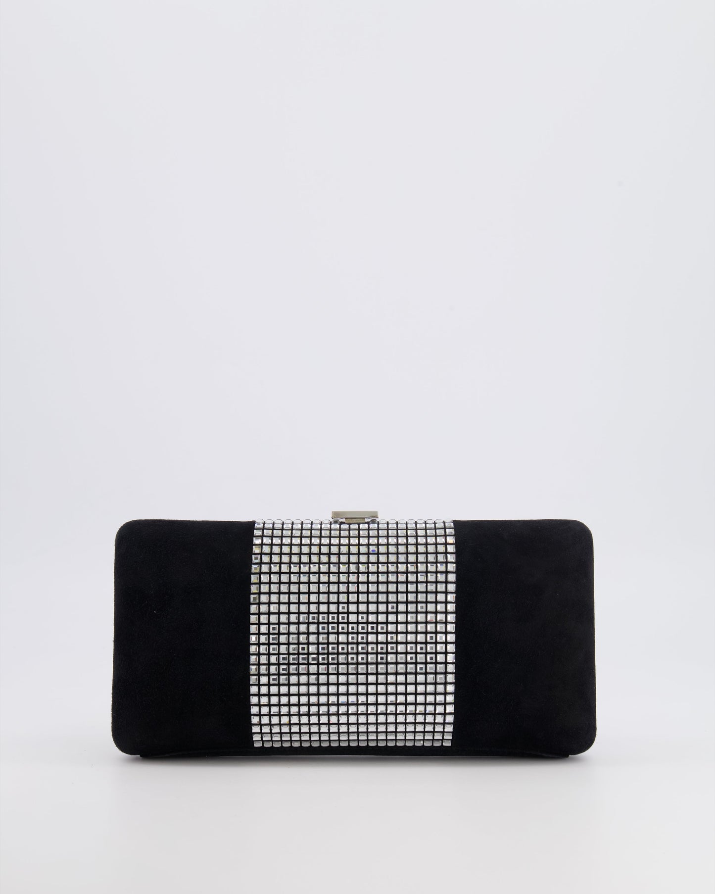 Chanel 2015 Paris-Dubai Black Suede Strass Crystal Clutch Bag with Crystal Embellished CC Logo