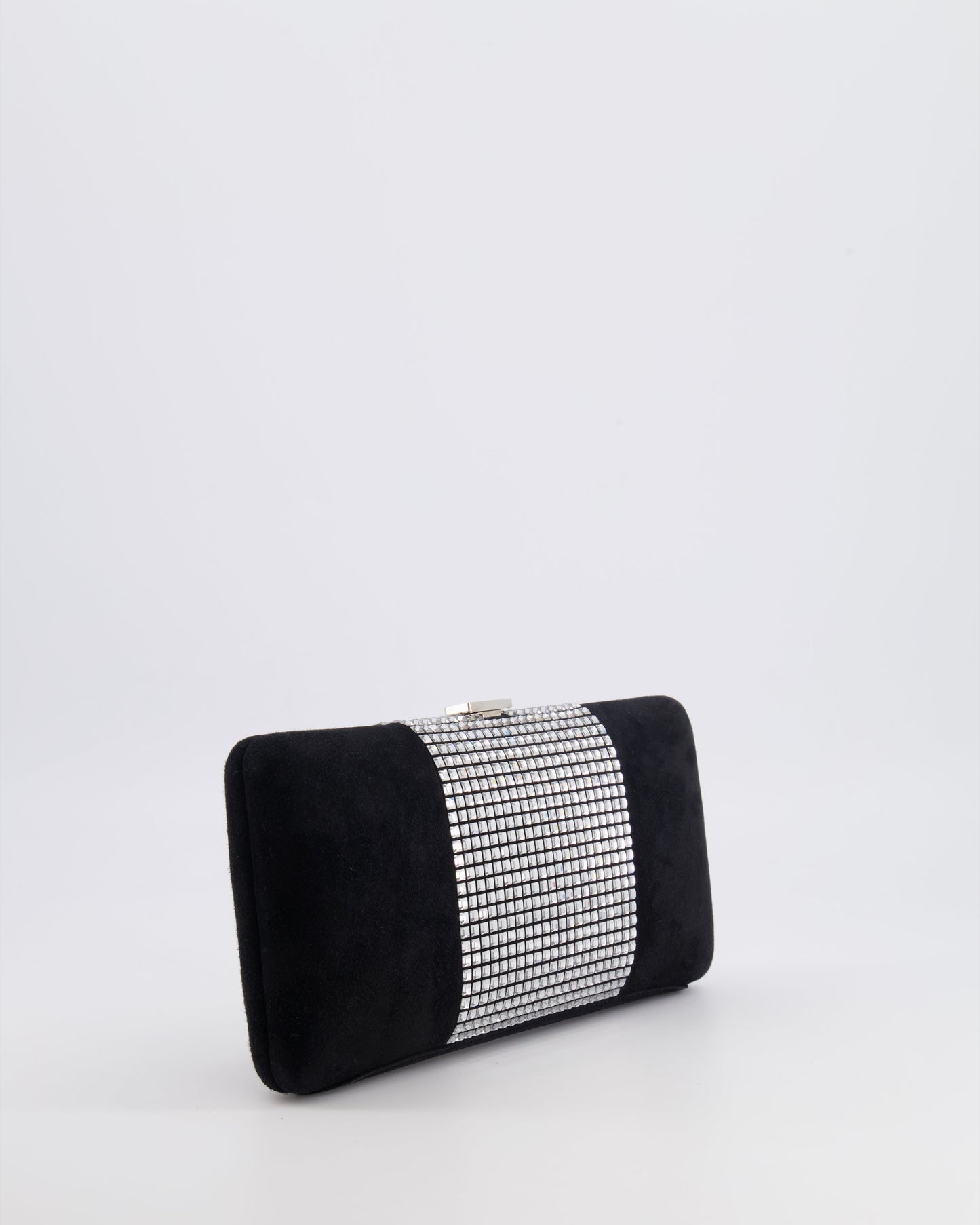 Chanel 2015 Paris-Dubai Black Suede Strass Crystal Clutch Bag with Crystal Embellished CC Logo