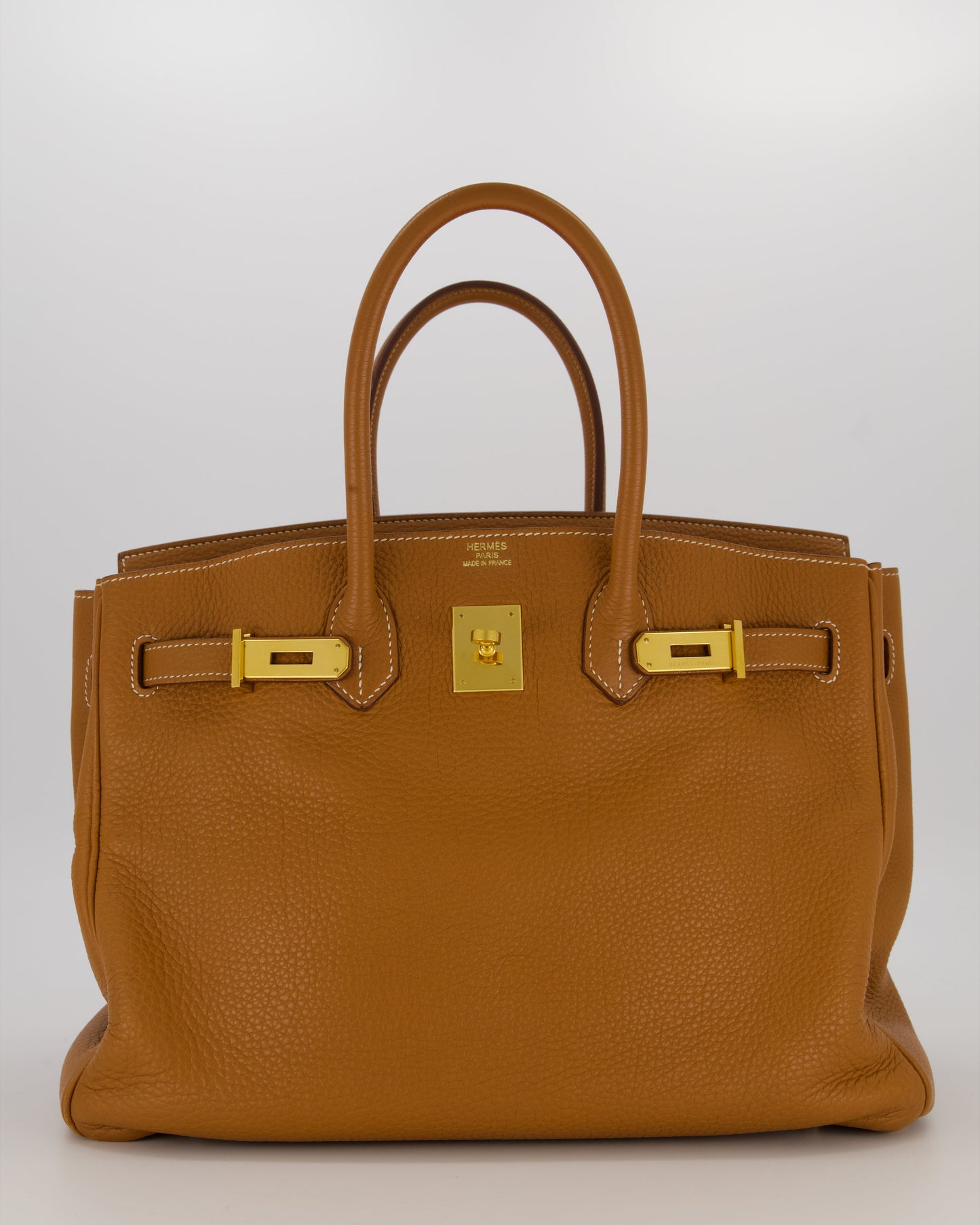 Hermès Birkin 35 Retourne Bag in Gold Clemence Leather with Gold Hardware