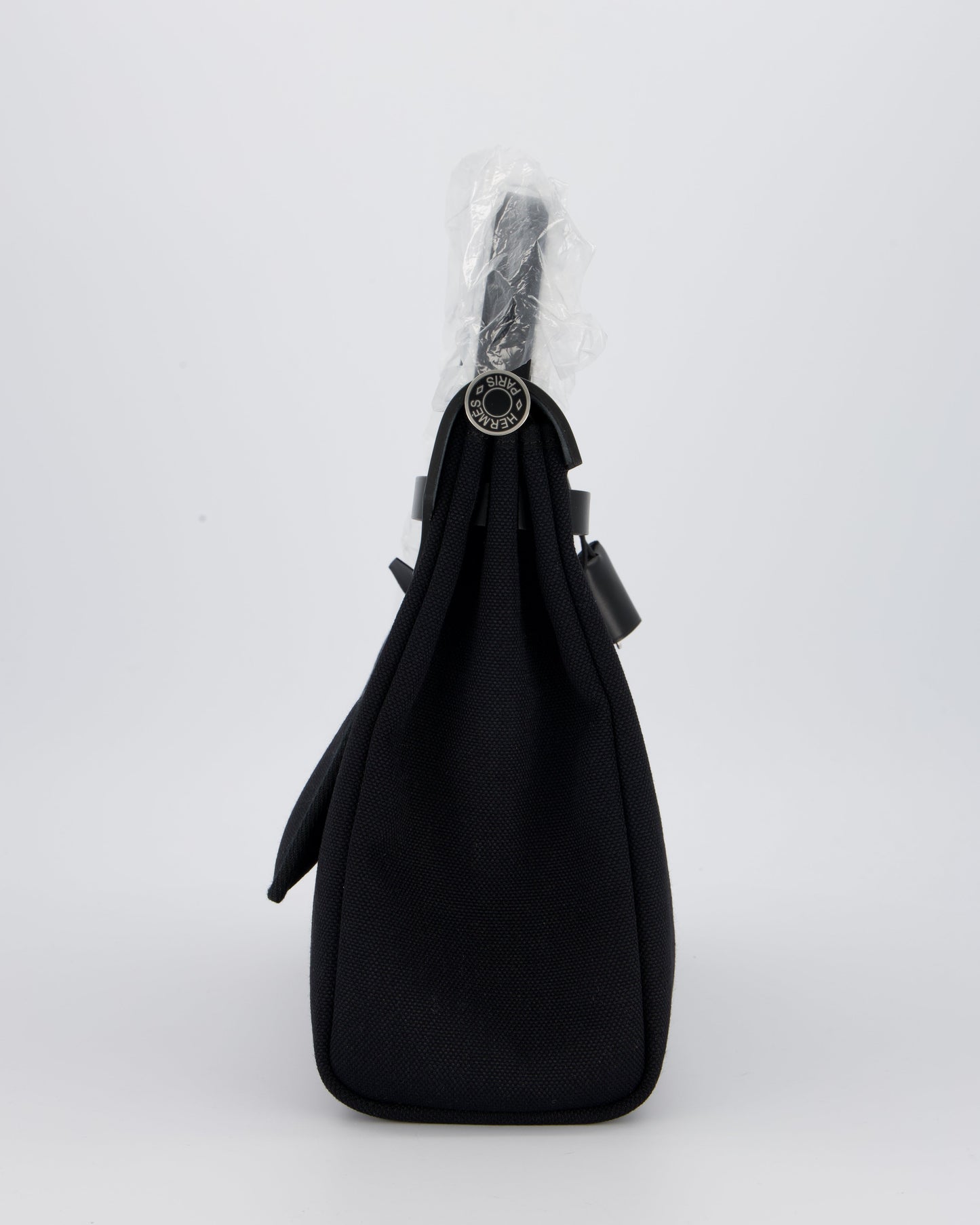 *HOT & RARE* Hermès Herbag 31 Laque Zip Bag in Noir Toile Militaire Canvas, Noir Vache Hunter Leather with Palladium & Noir Hardware