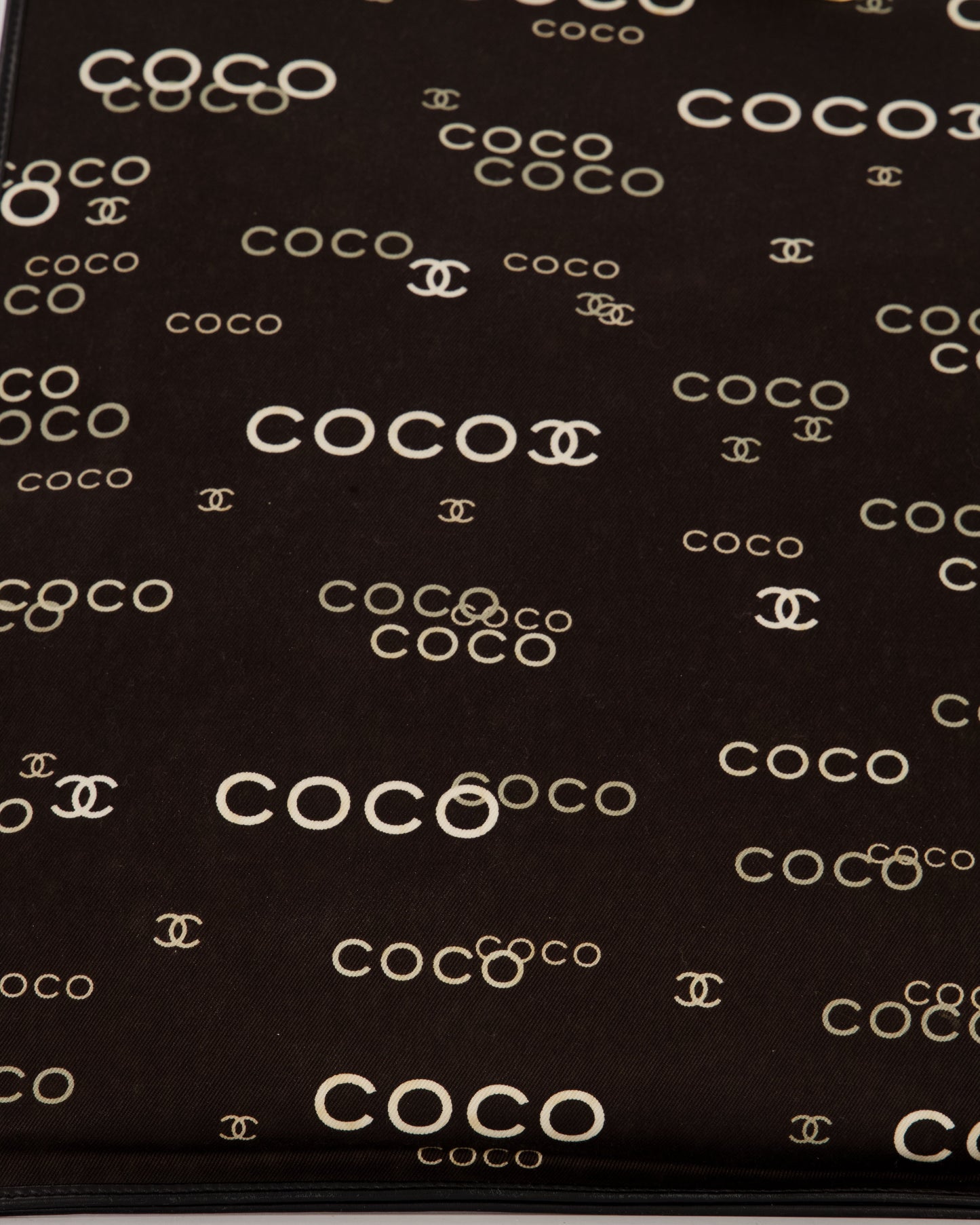 Chanel Black Canvas Coco Tote Bag with Monogram Details and Gold Hardware