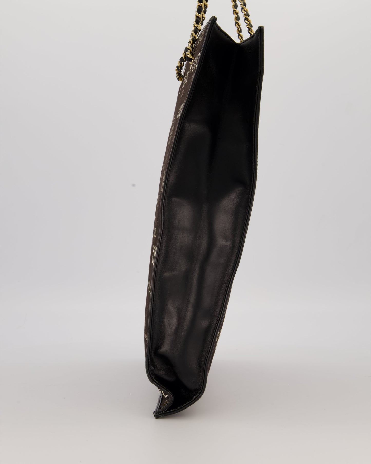Chanel Black Canvas Coco Tote Bag with Monogram Details and Gold Hardware