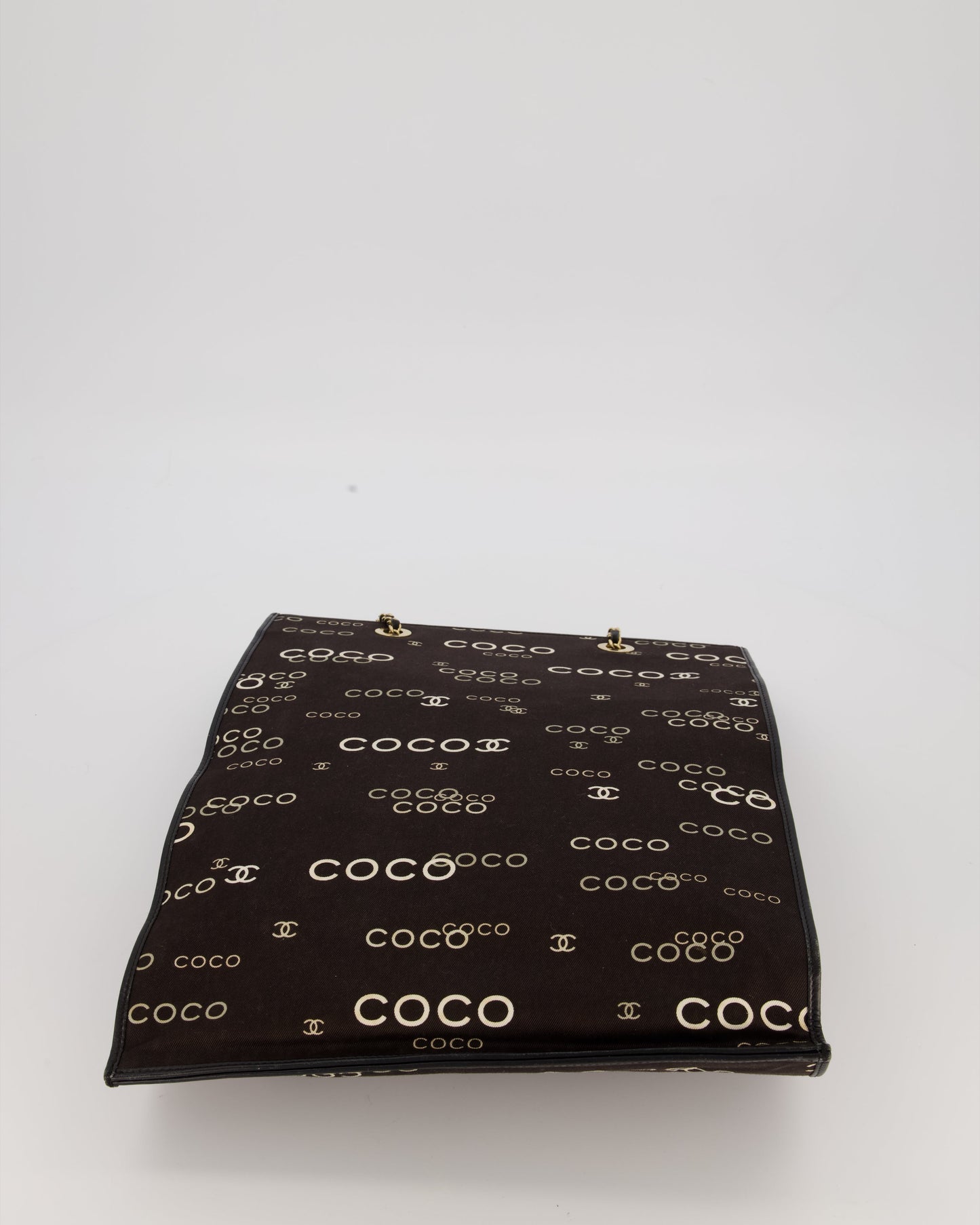 Chanel Black Canvas Coco Tote Bag with Monogram Details and Gold Hardware