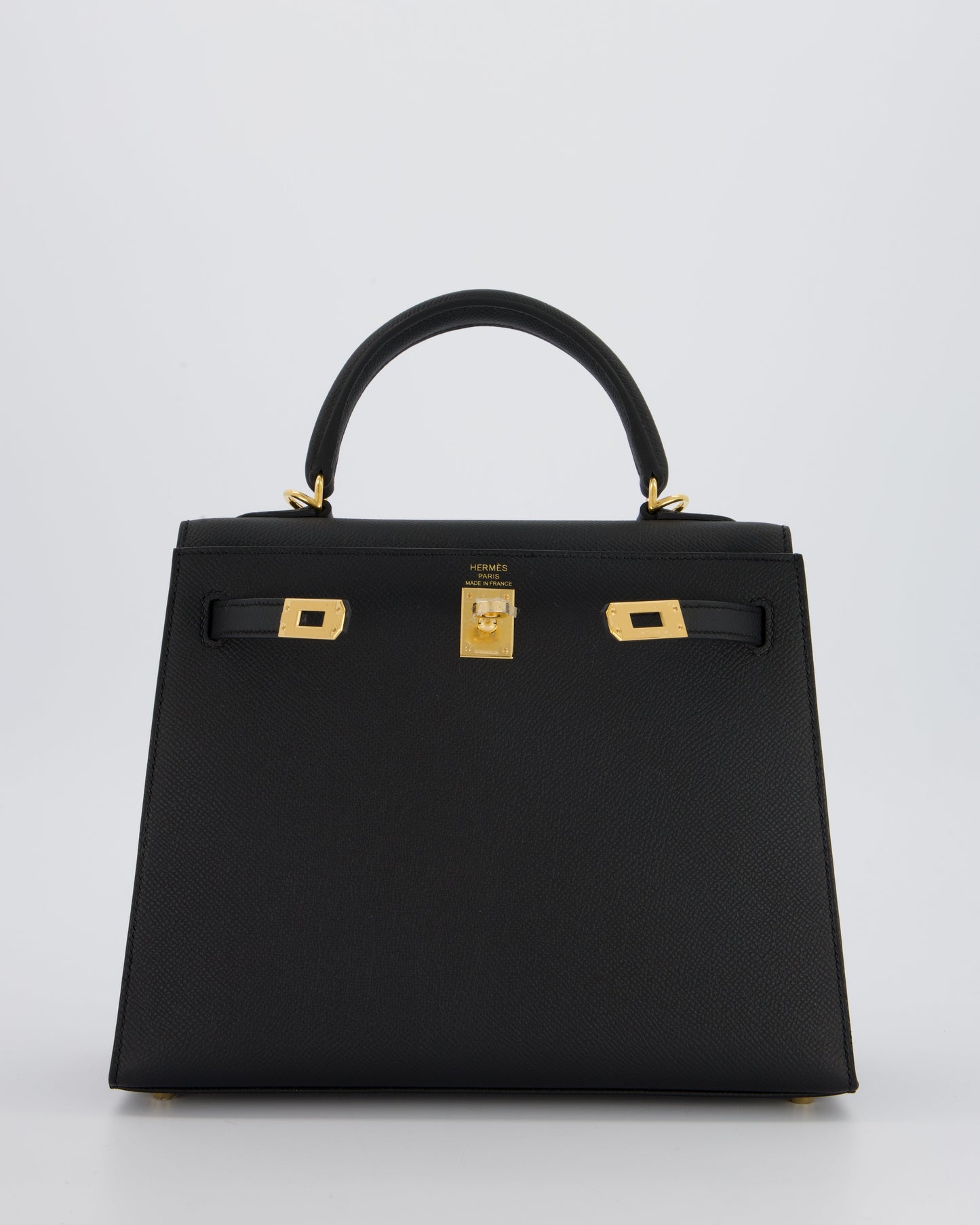 *HOT* Hermès Kelly 25 Sellier Bag in Noir Epsom Leather with Gold Hardware