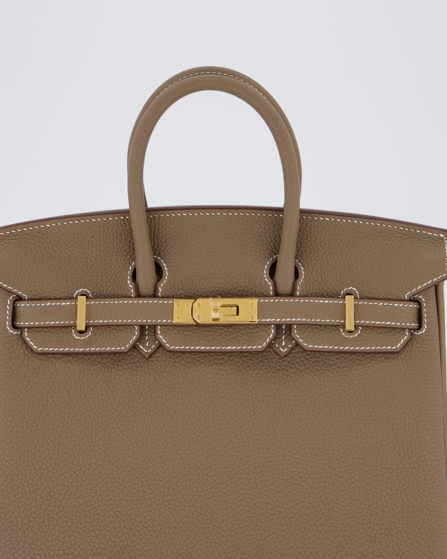 *RARE* Hermès Birkin 25 Retourne Bag in Etoupe Togo Leather with Gold Hardware