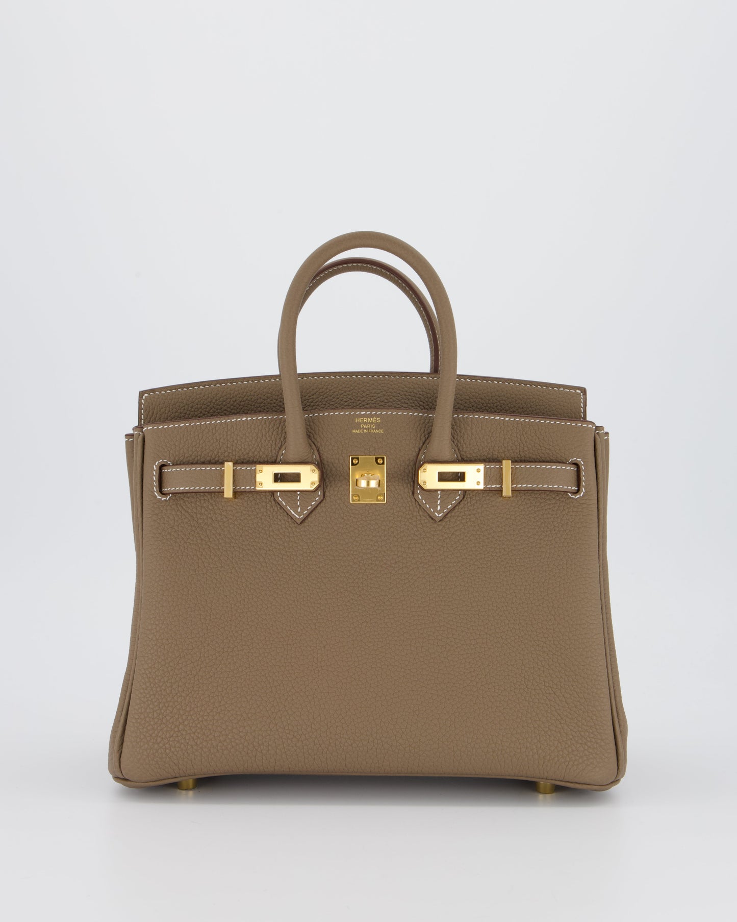 *RARE* Hermès Birkin 25 Retourne Bag in Etoupe Togo Leather with Gold Hardware