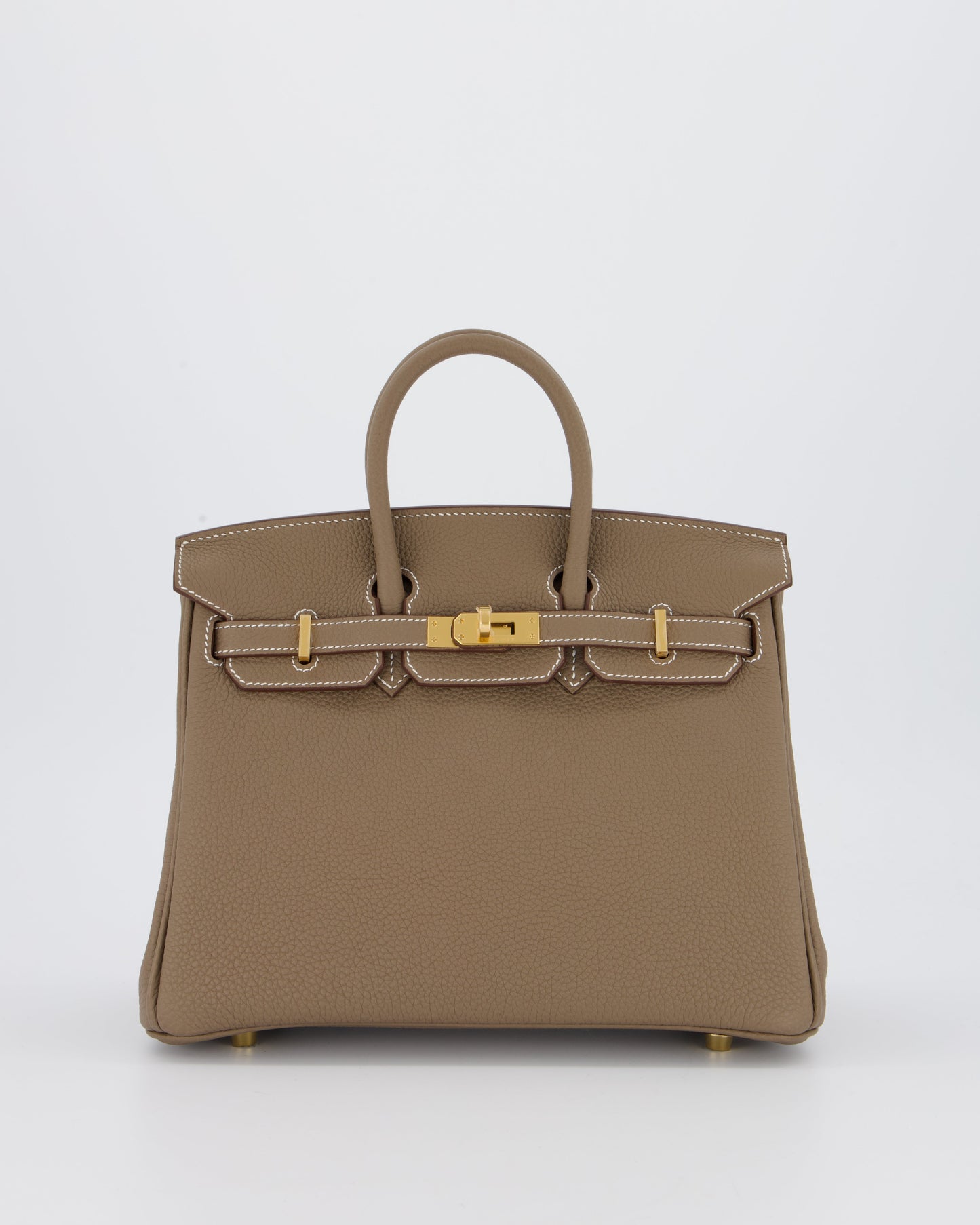 *RARE* Hermès Birkin 25 Retourne Bag in Etoupe Togo Leather with Gold Hardware