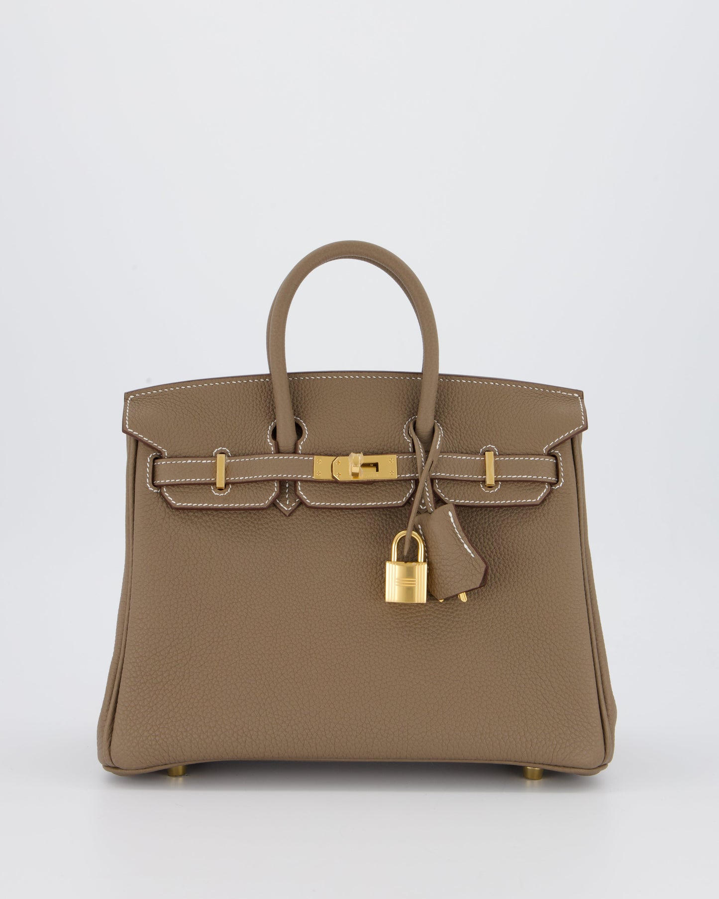 *RARE* Hermès Birkin 25 Retourne Bag in Etoupe Togo Leather with Gold Hardware