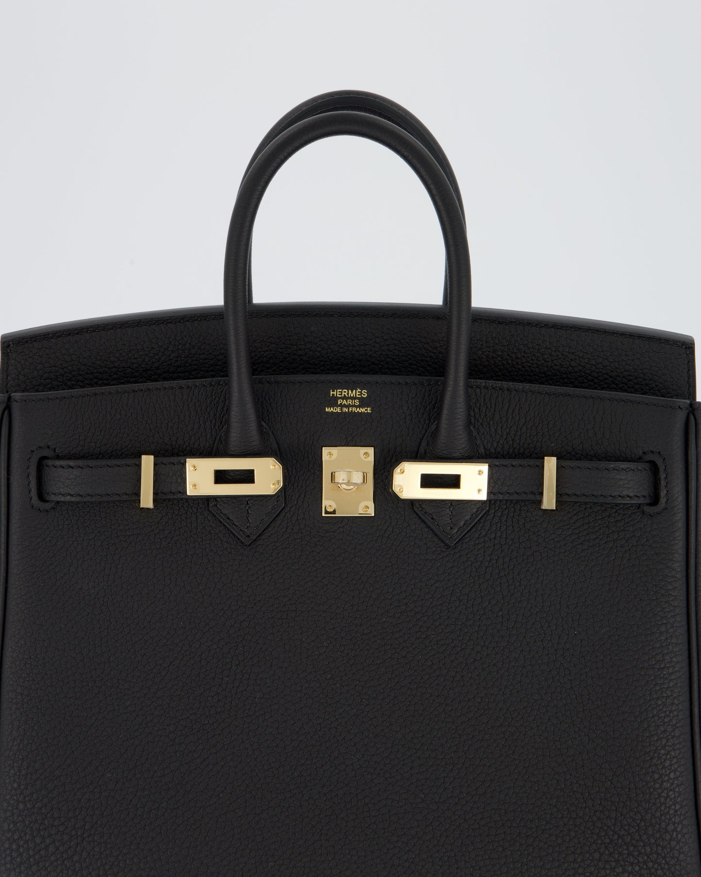 *SUPER RARE* Hermès Birkin 25 Retourne Bag in Noir Togo Leather with Permabrass Hardware