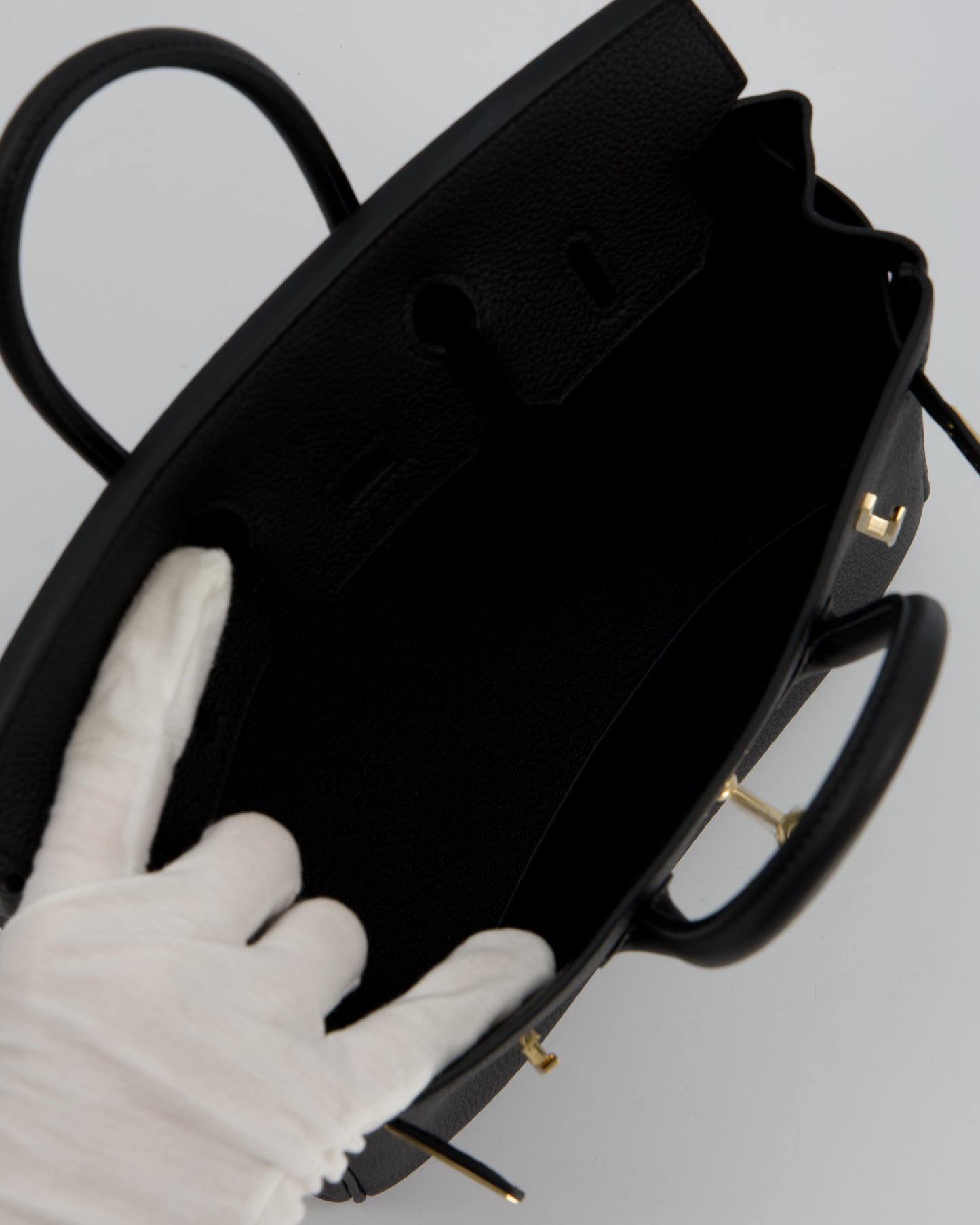 *SUPER RARE* Hermès Birkin 25 Retourne Bag in Noir Togo Leather with Permabrass Hardware