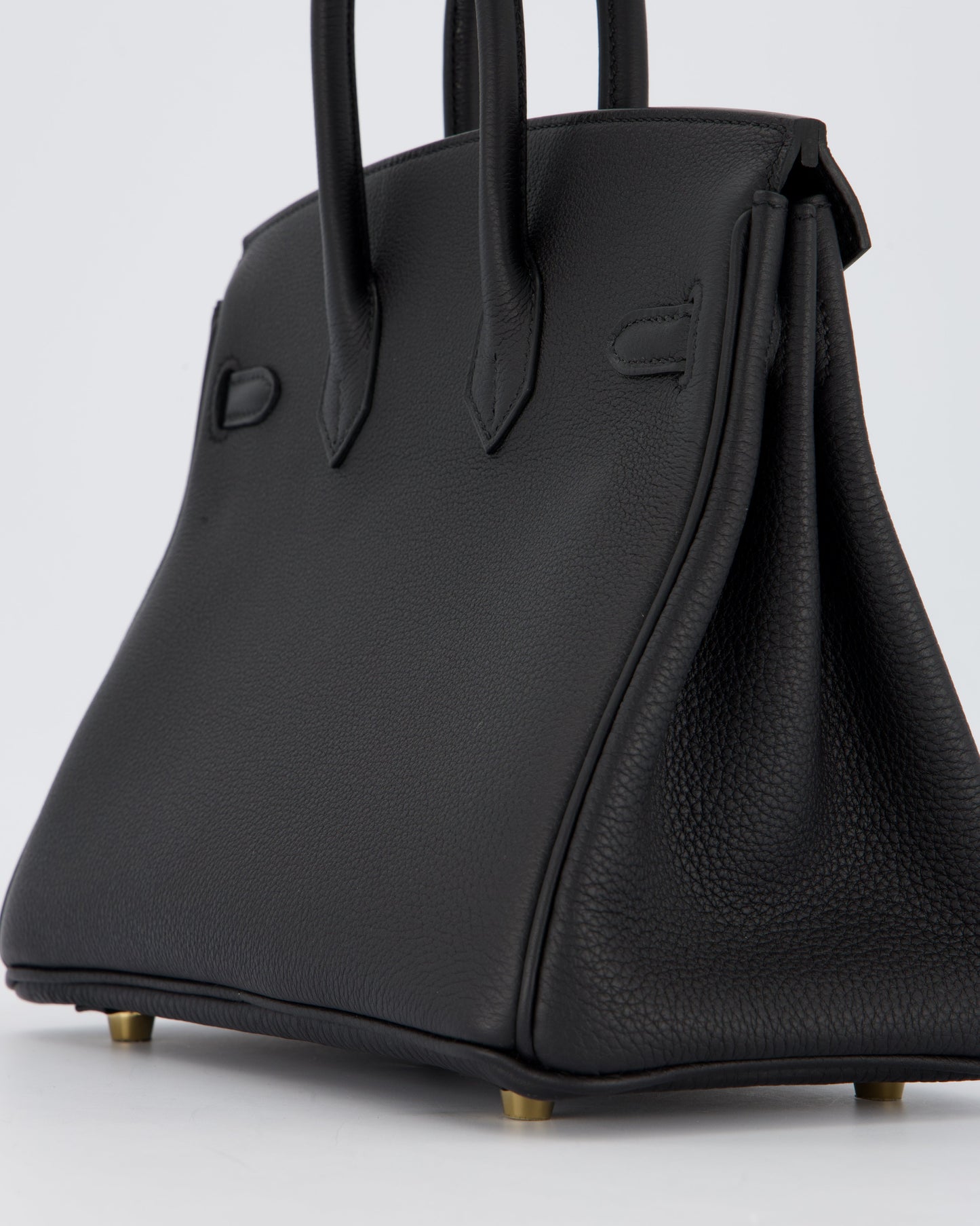 *SUPER RARE* Hermès Birkin 25 Retourne Bag in Noir Togo Leather with Permabrass Hardware
