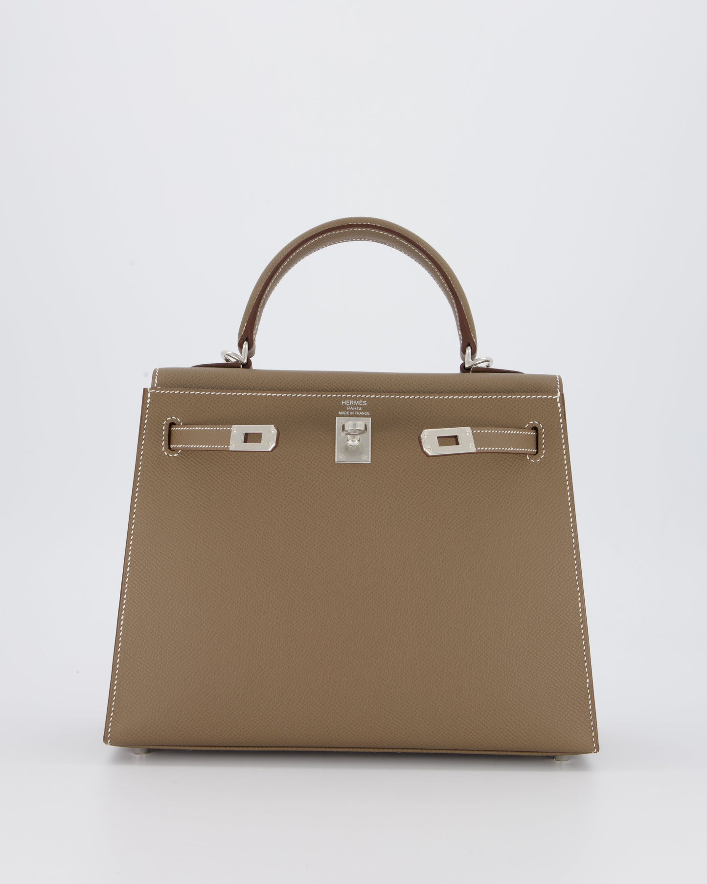 Hermès Kelly 25 Sellier Bag in Etoupe Epsom Leather with Palladium Hardware
