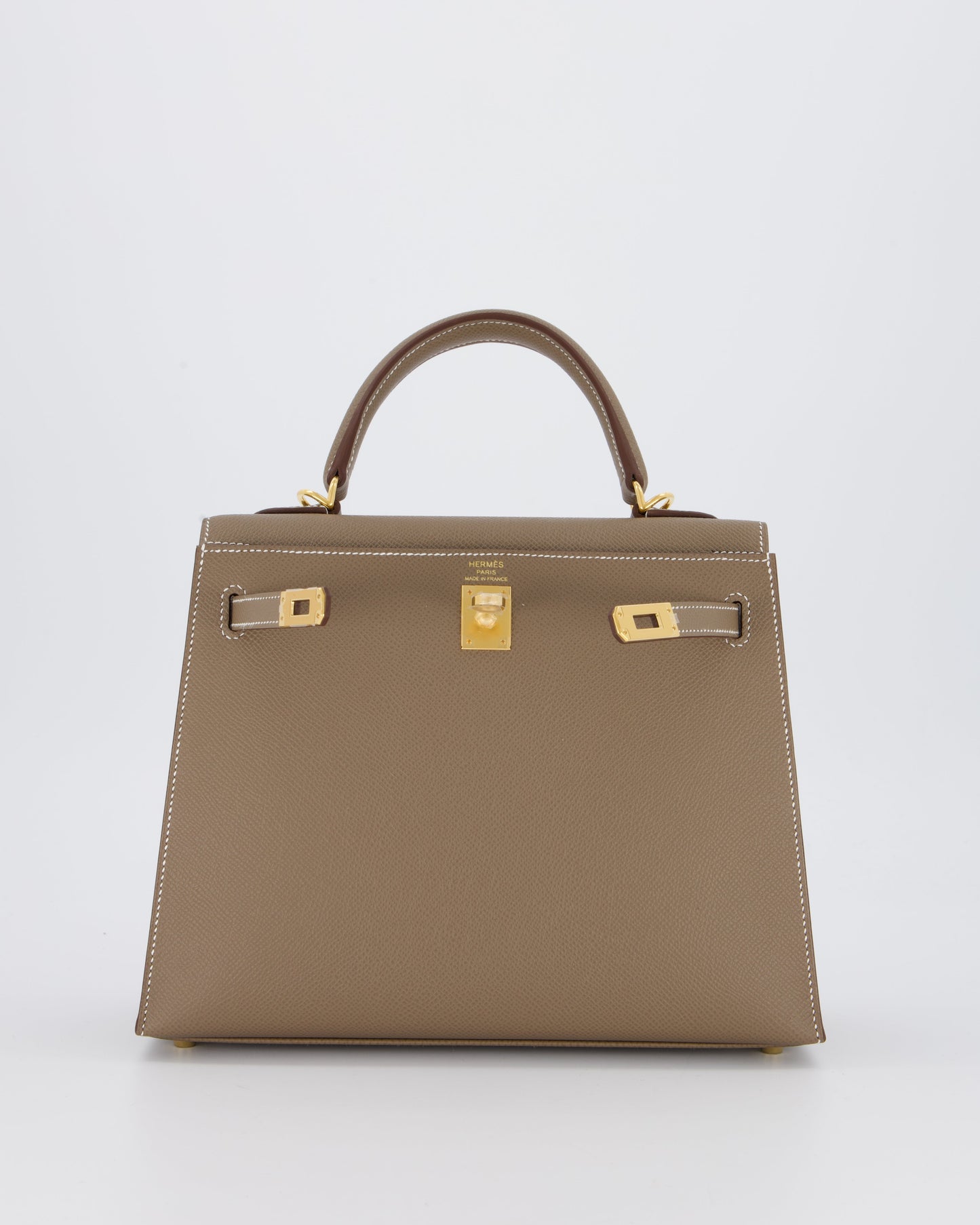 Hermès Kelly 25 Sellier in Etoupe Epsom Leather with Gold Hardware