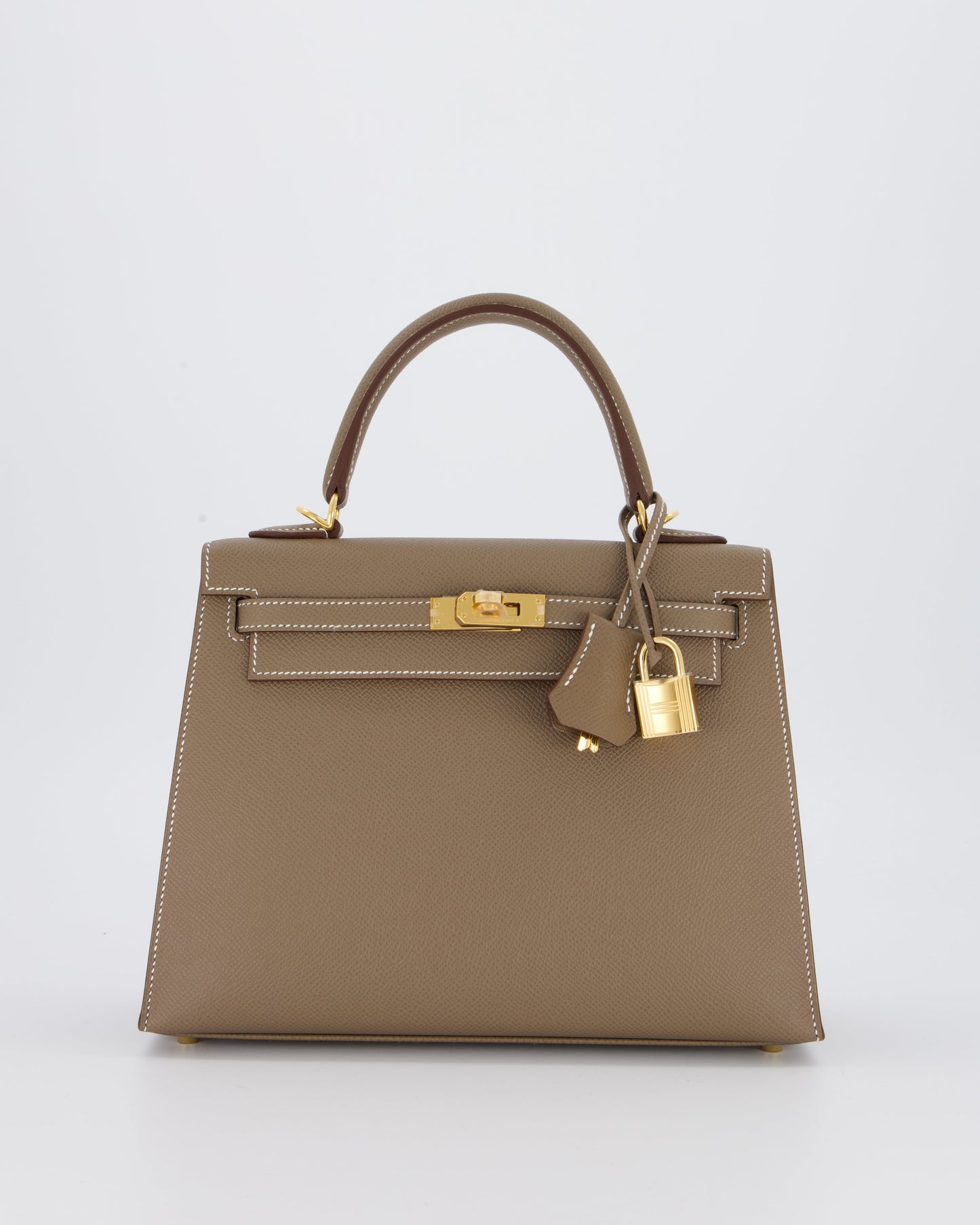 Hermès Kelly 25 Sellier in Etoupe Epsom Leather with Gold Hardware