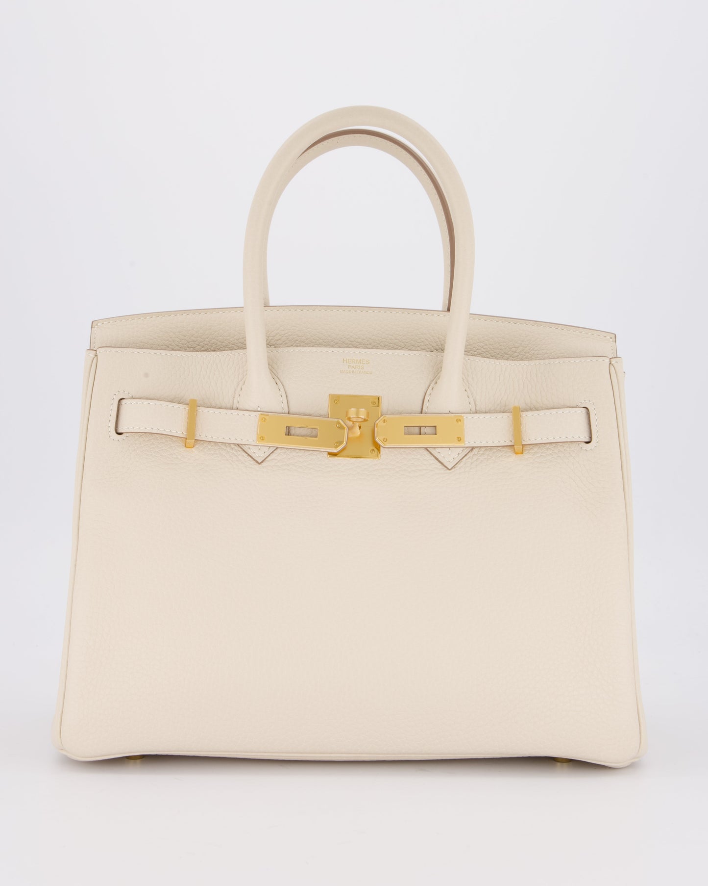 *VERY RARE* Hermès Birkin 30 Retourne Bag in Craie Togo Leather with Gold Hardware