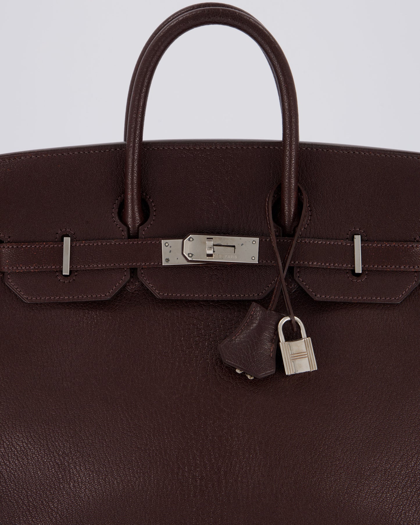 *RARE* Hermès HAC 32 Bag in Chocolat Chèvre Mysore Leather with Palladium Hardware
