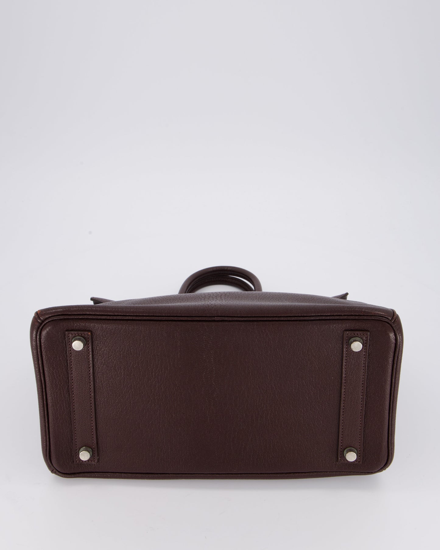 *RARE* Hermès HAC 32 Bag in Chocolat Chèvre Mysore Leather with Palladium Hardware