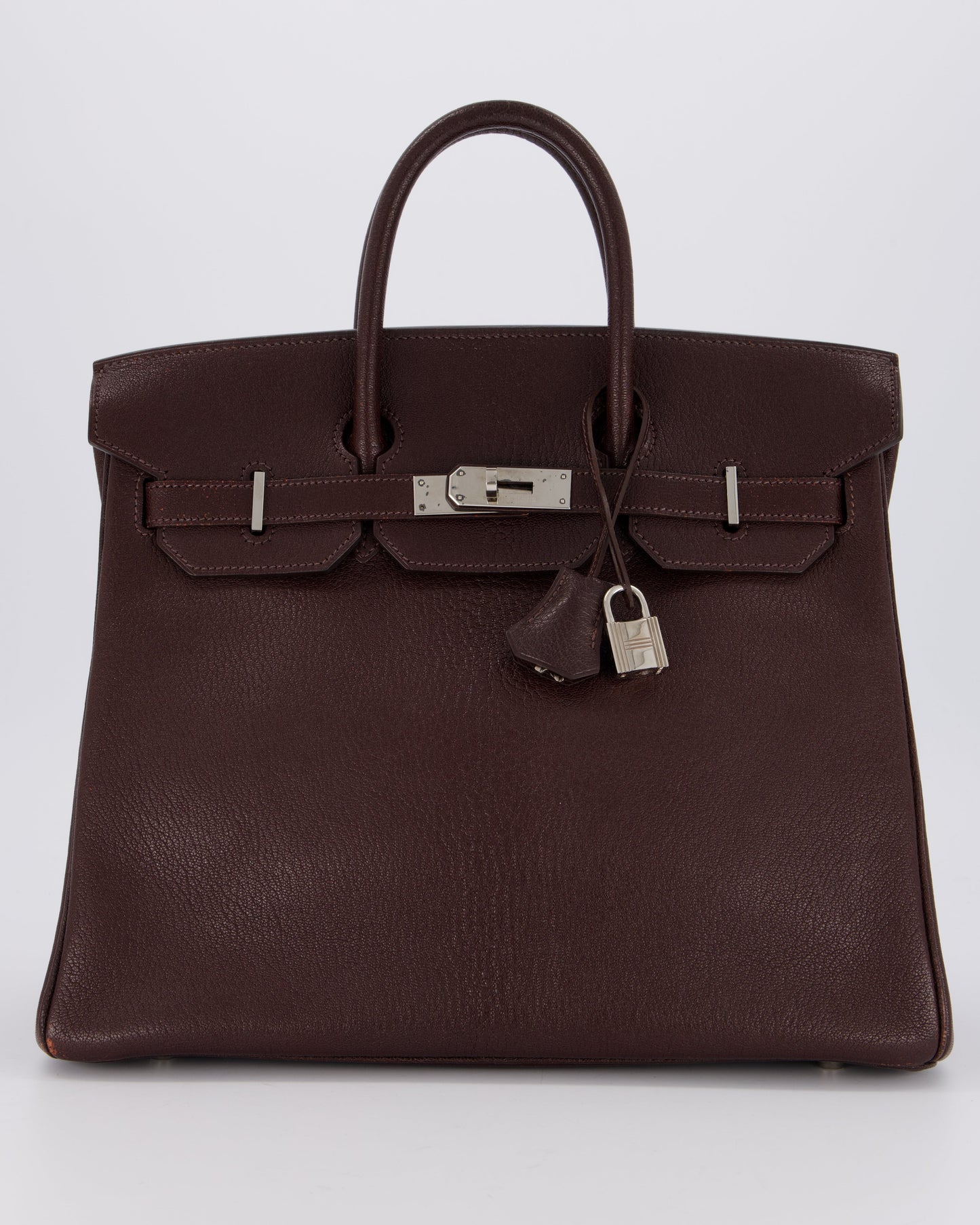 *RARE* Hermès HAC 32 Bag in Chocolat Chèvre Mysore Leather with Palladium Hardware
