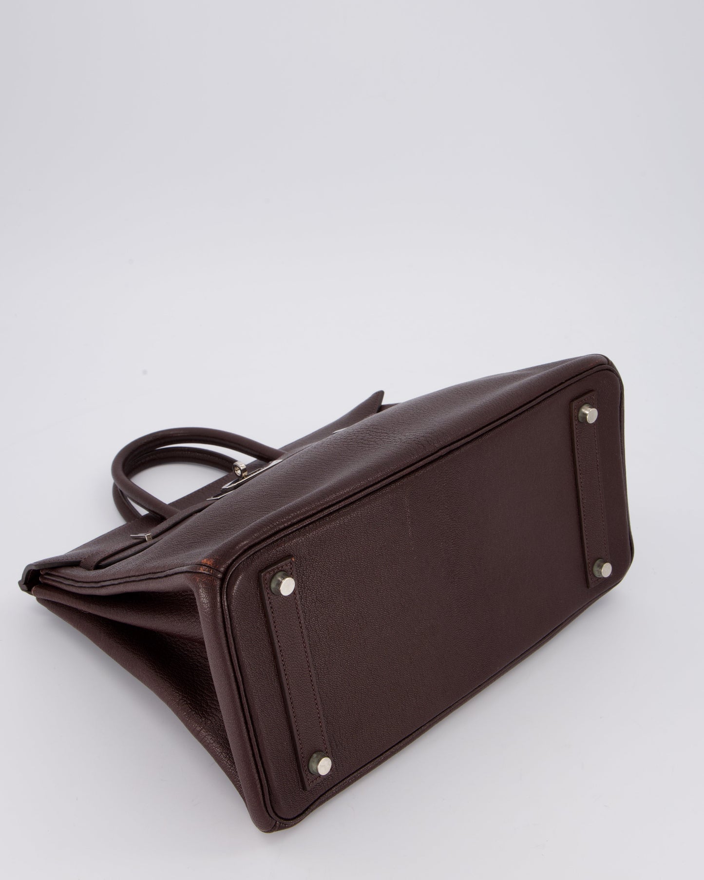 *RARE* Hermès HAC 32 Bag in Chocolat Chèvre Mysore Leather with Palladium Hardware