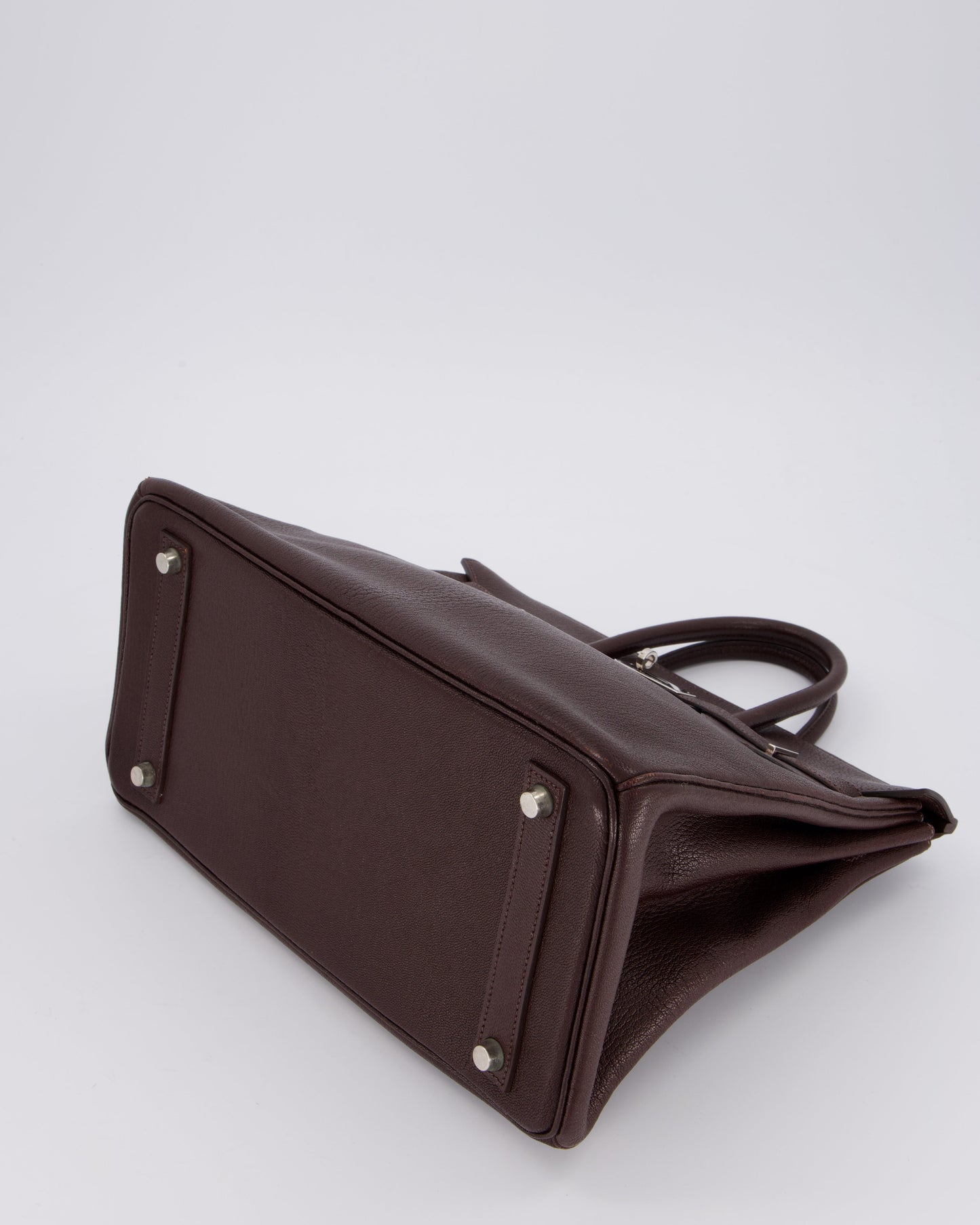 *RARE* Hermès HAC 32 Bag in Chocolat Chèvre Mysore Leather with Palladium Hardware