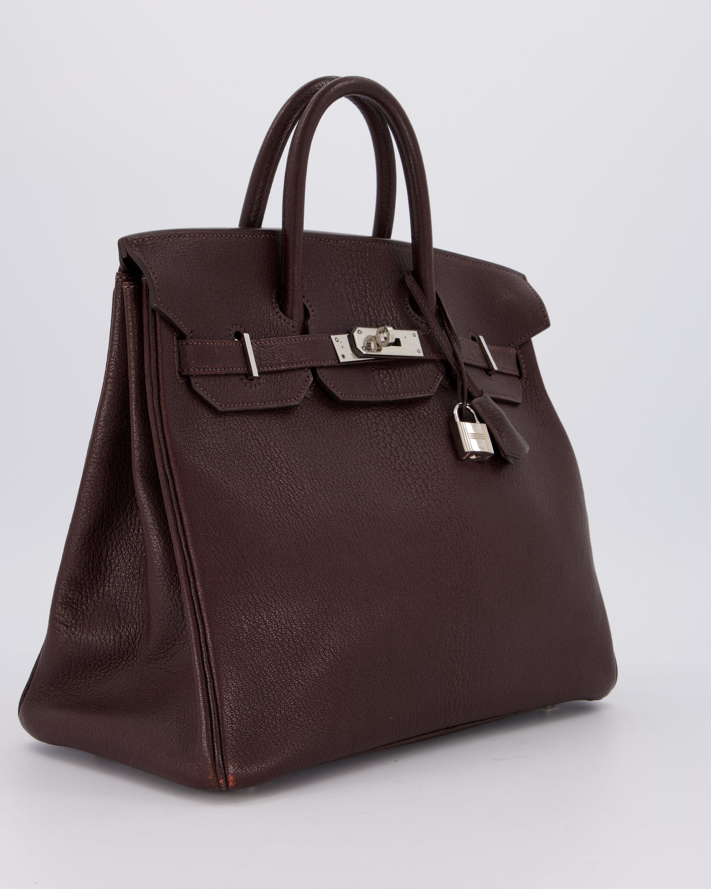 *RARE* Hermès HAC 32 Bag in Chocolat Chèvre Mysore Leather with Palladium Hardware
