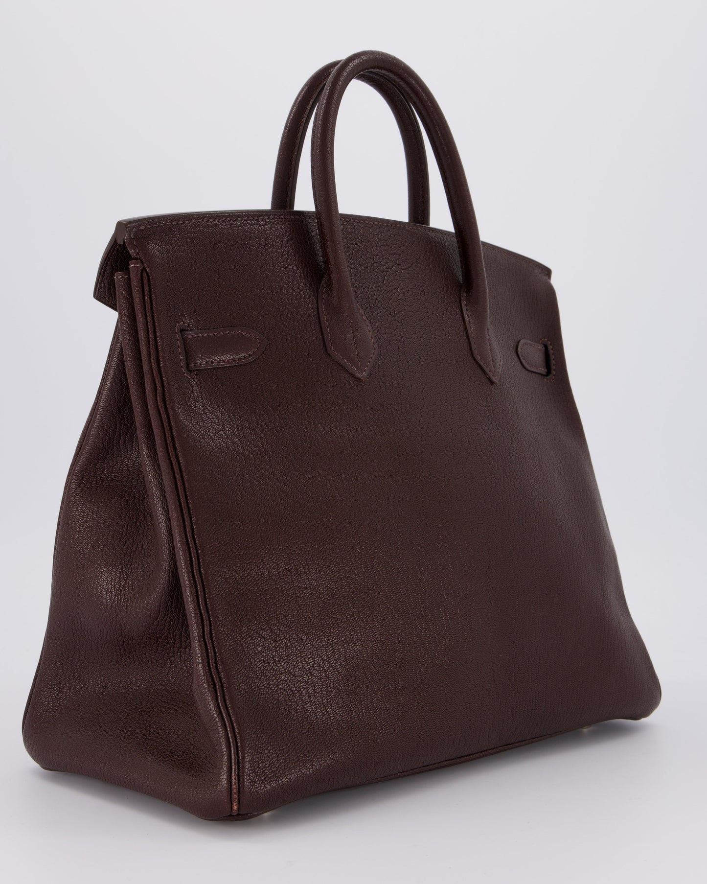 *RARE* Hermès HAC 32 Bag in Chocolat Chèvre Mysore Leather with Palladium Hardware