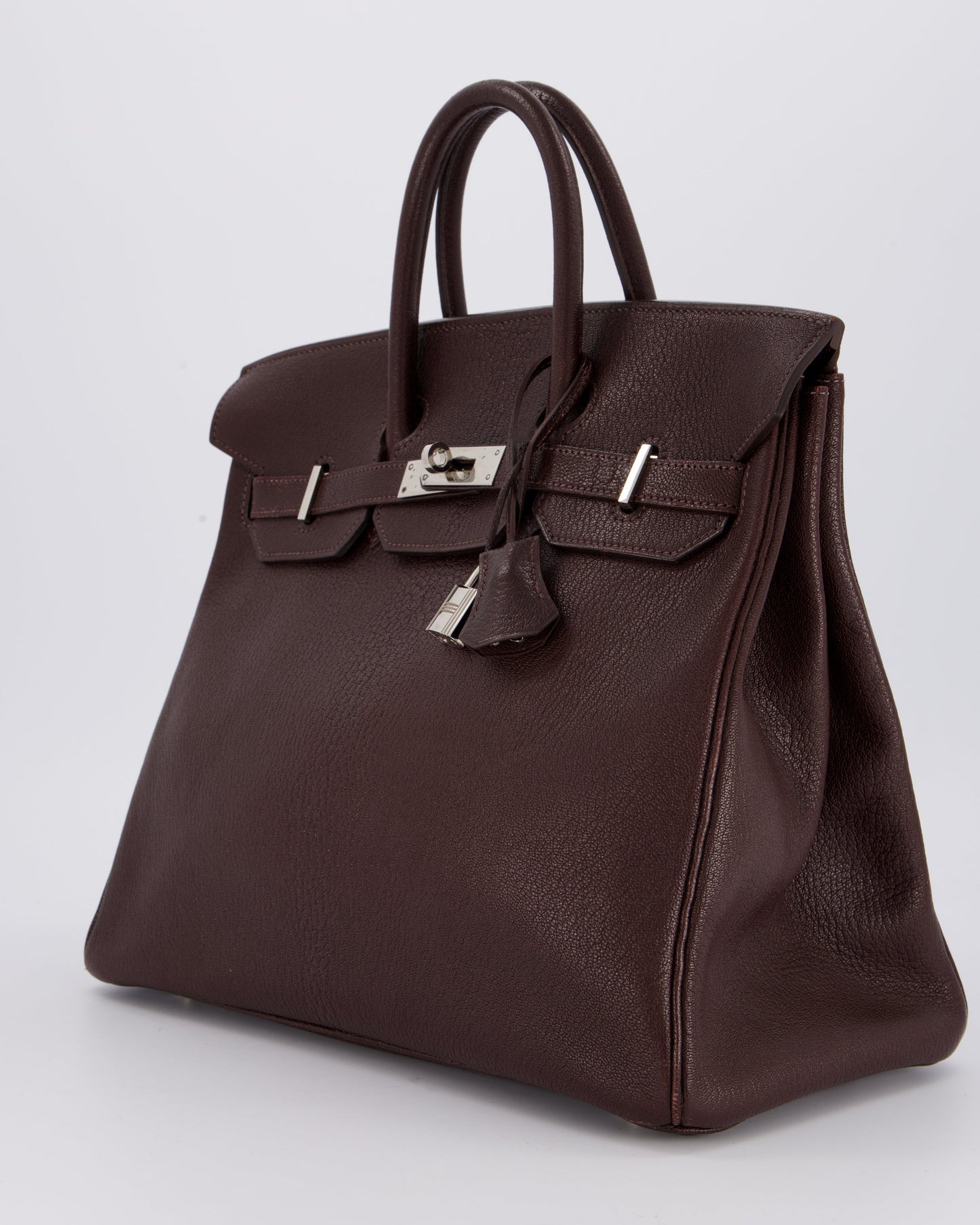 *RARE* Hermès HAC 32 Bag in Chocolat Chèvre Mysore Leather with Palladium Hardware
