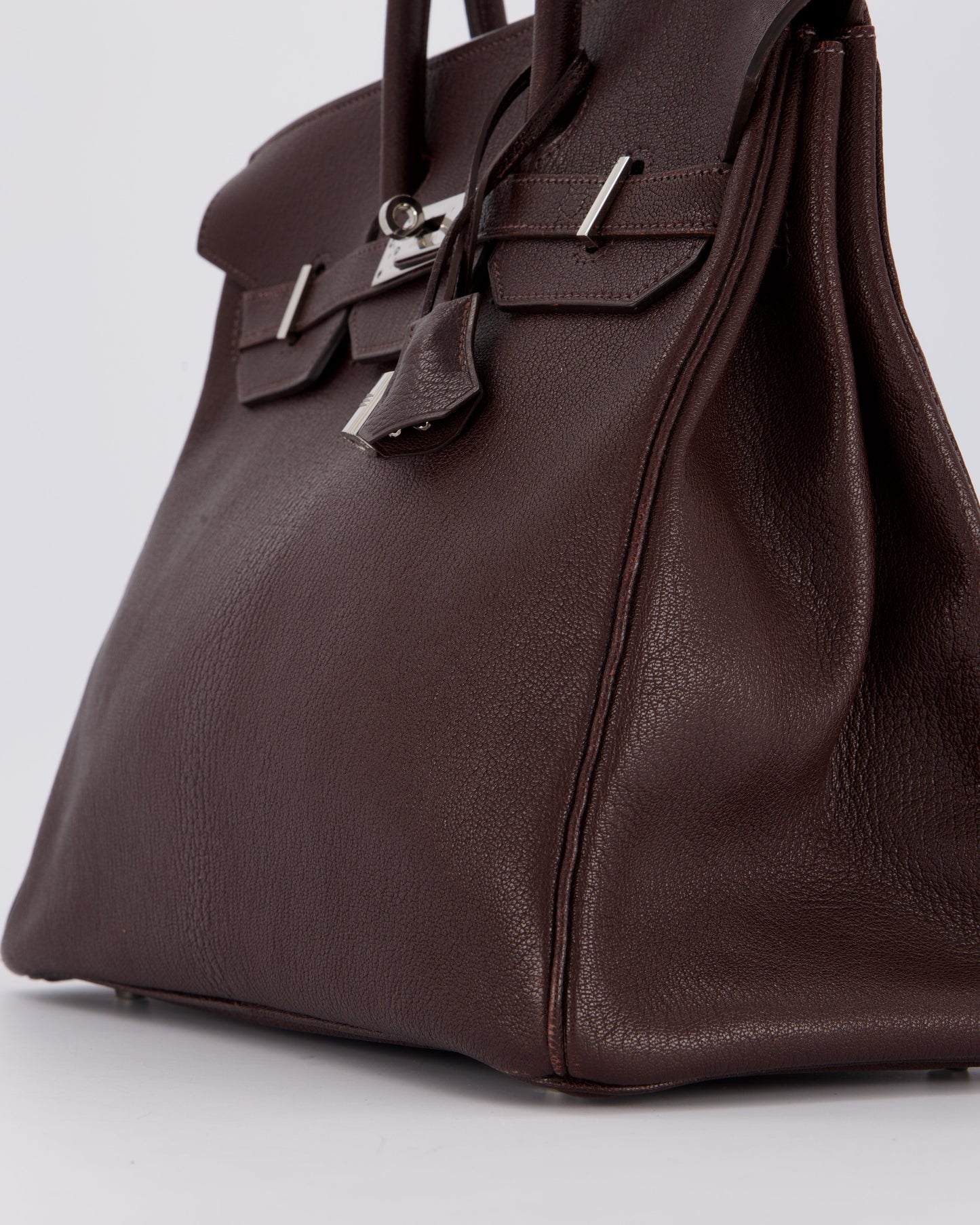 *RARE* Hermès HAC 32 Bag in Chocolat Chèvre Mysore Leather with Palladium Hardware