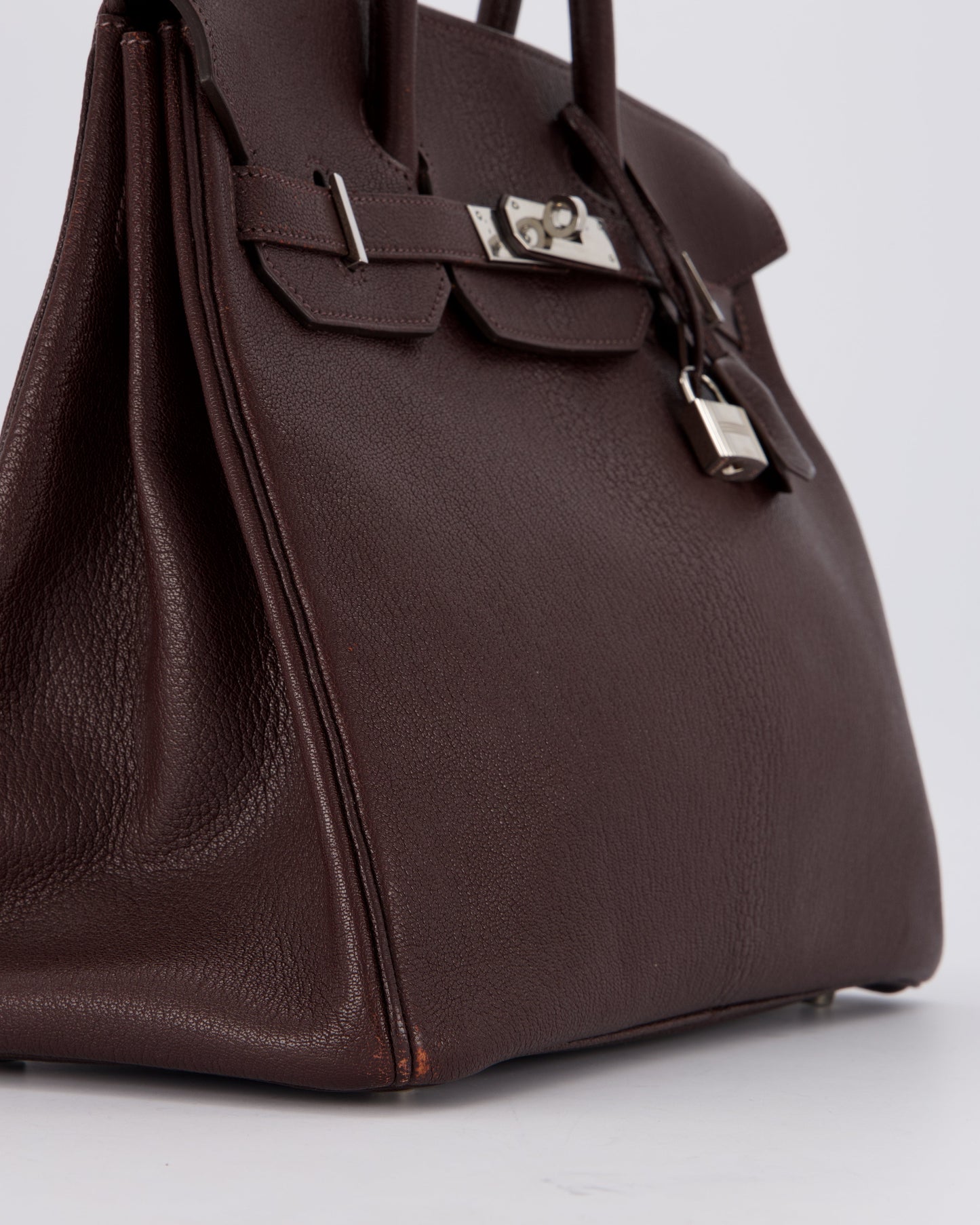 *RARE* Hermès HAC 32 Bag in Chocolat Chèvre Mysore Leather with Palladium Hardware