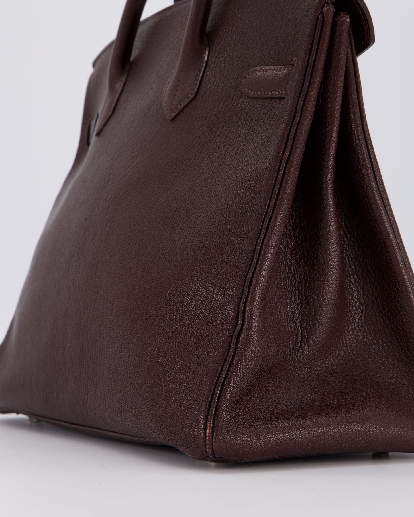 *RARE* Hermès HAC 32 Bag in Chocolat Chèvre Mysore Leather with Palladium Hardware