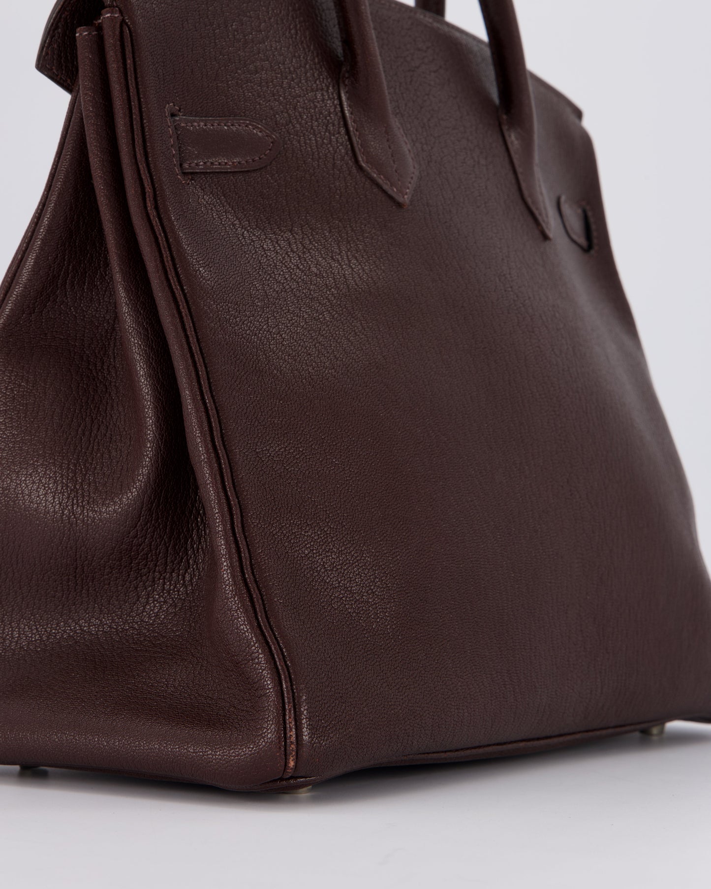 *RARE* Hermès HAC 32 Bag in Chocolat Chèvre Mysore Leather with Palladium Hardware