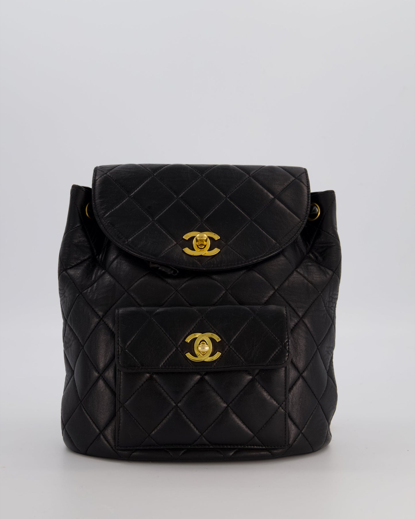 Chanel Black Mini Duma Backpack Bag in Lambskin Leather with 24K Gold Hardware