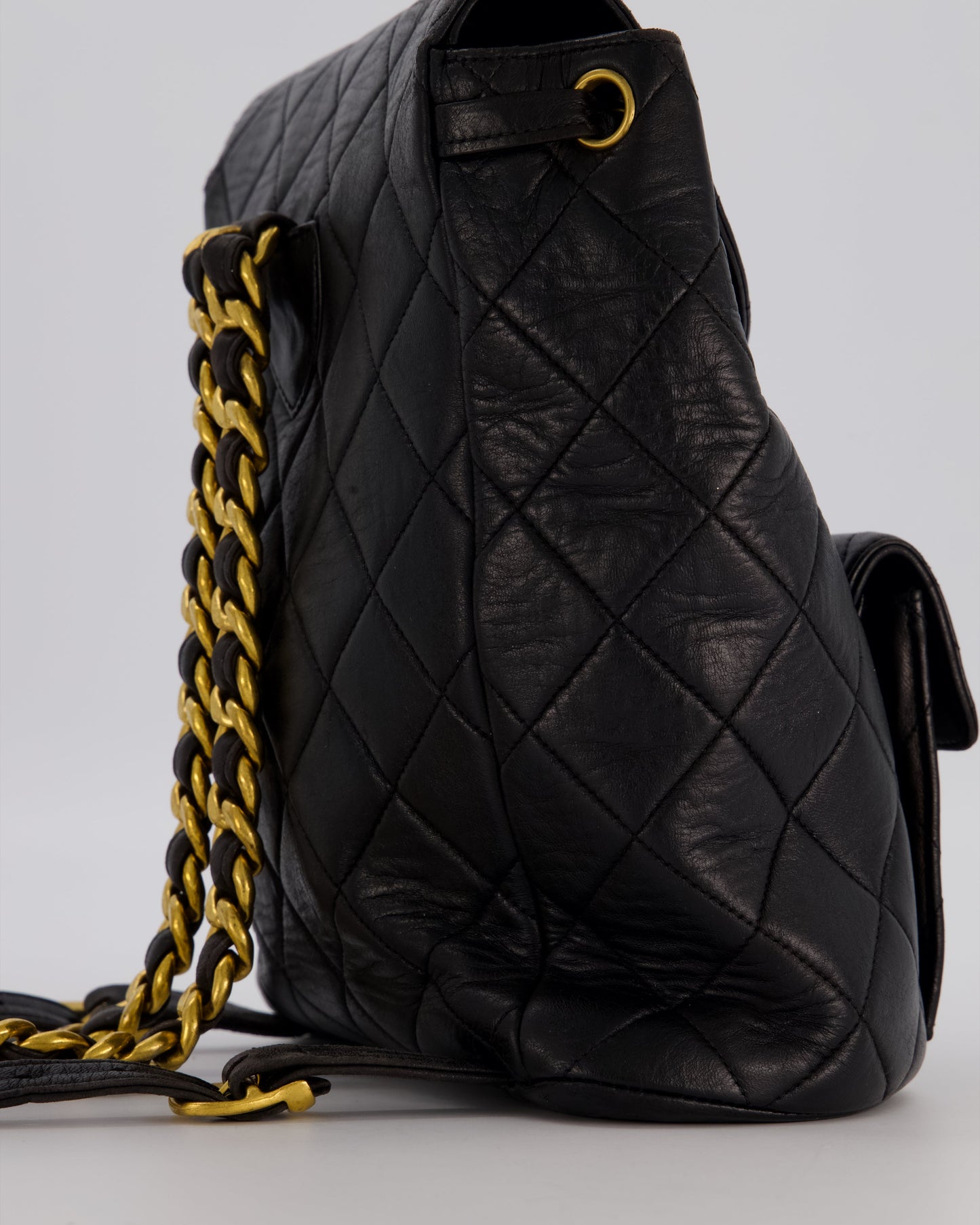 Chanel Black Mini Duma Backpack Bag in Lambskin Leather with 24K Gold Hardware