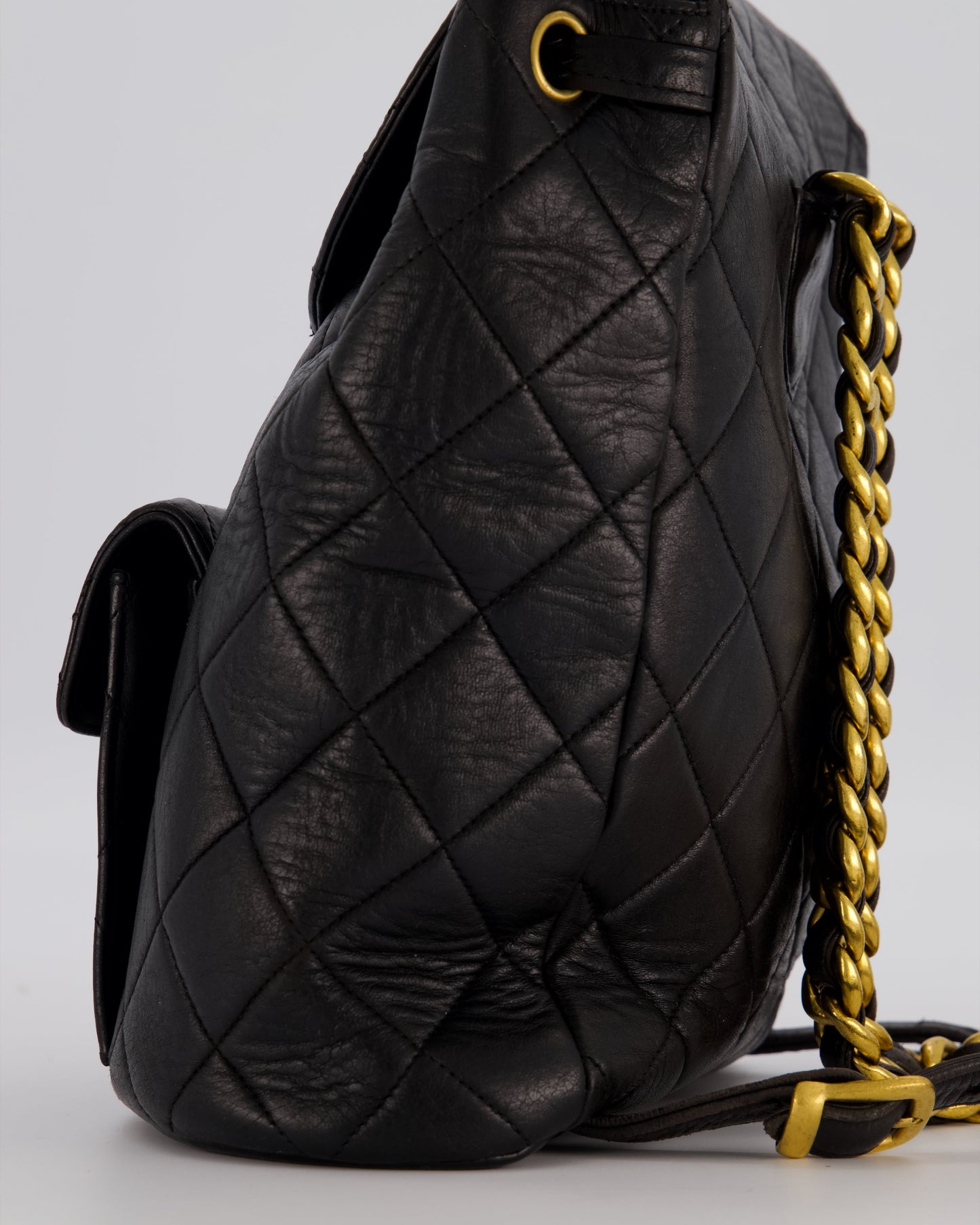 Chanel Black Mini Duma Backpack Bag in Lambskin Leather with 24K Gold Hardware