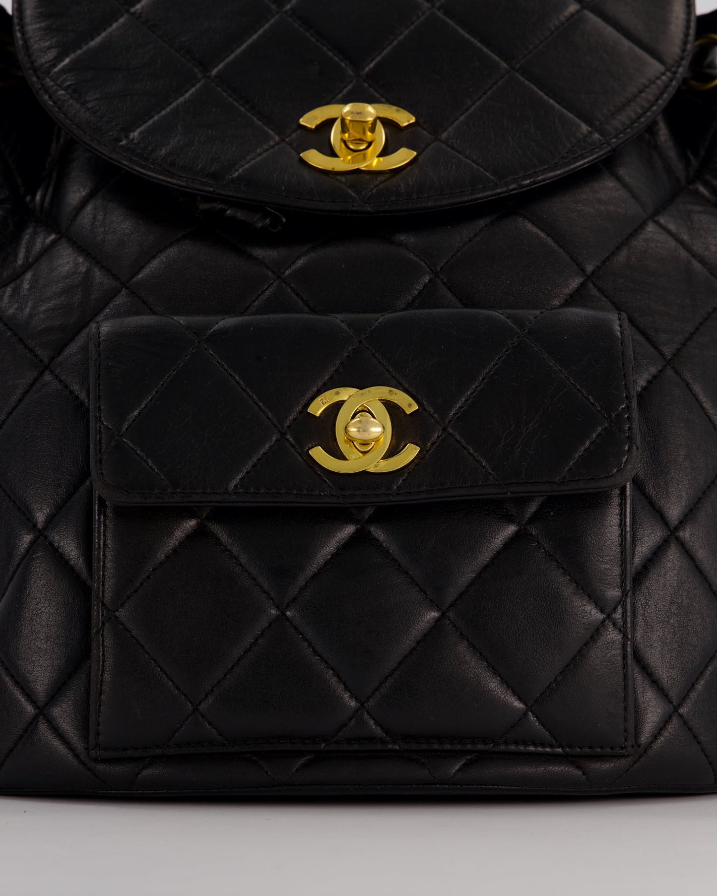 Chanel Black Mini Duma Backpack Bag in Lambskin Leather with 24K Gold Hardware