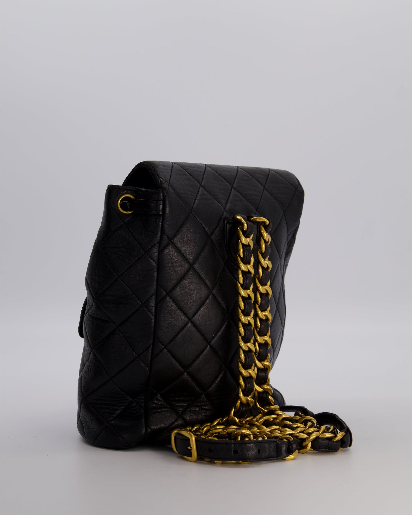 Chanel Black Mini Duma Backpack Bag in Lambskin Leather with 24K Gold Hardware