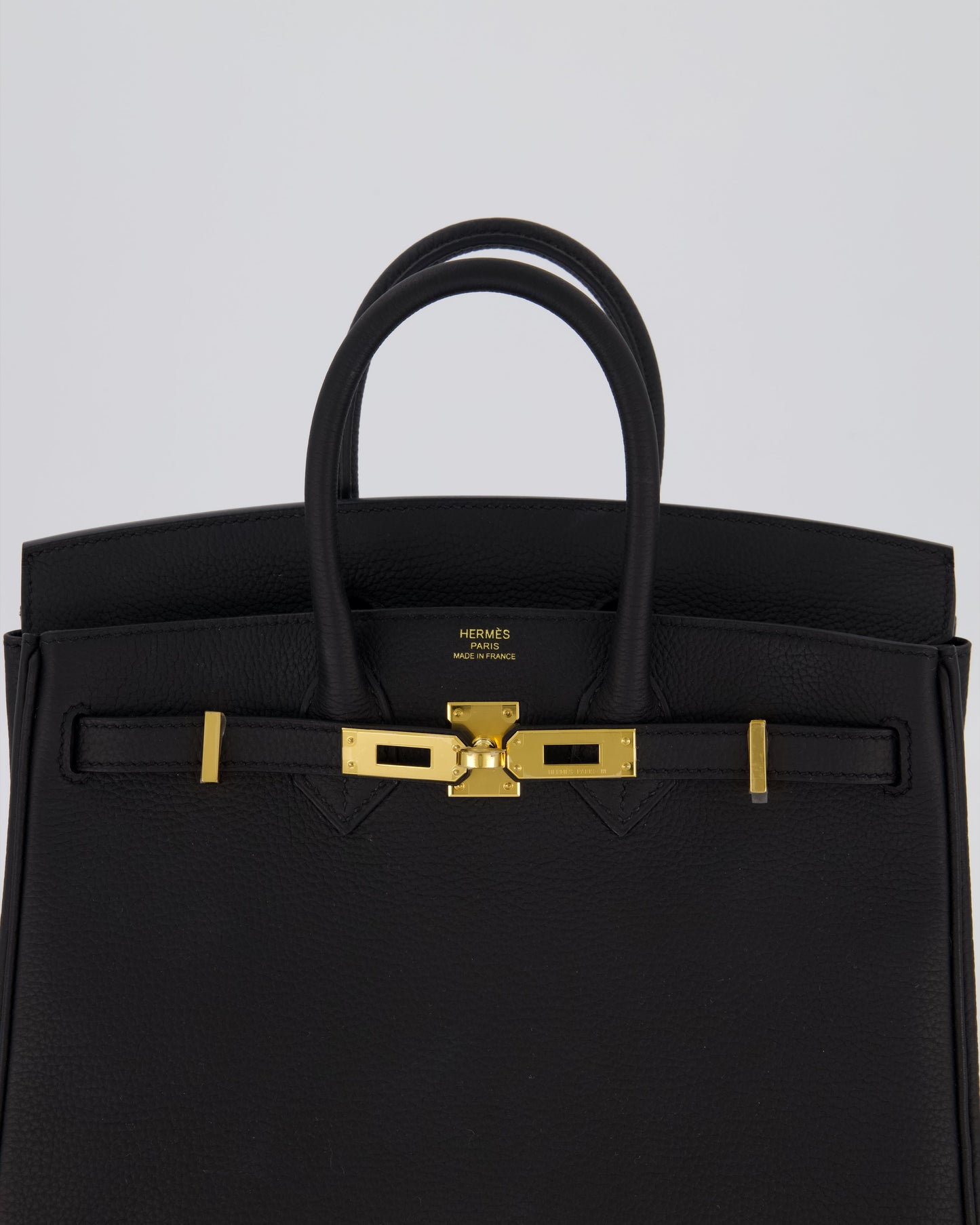 *RARE* Hermès Birkin 25 Retourne Bag in Noir Togo Leather with Gold Hardware