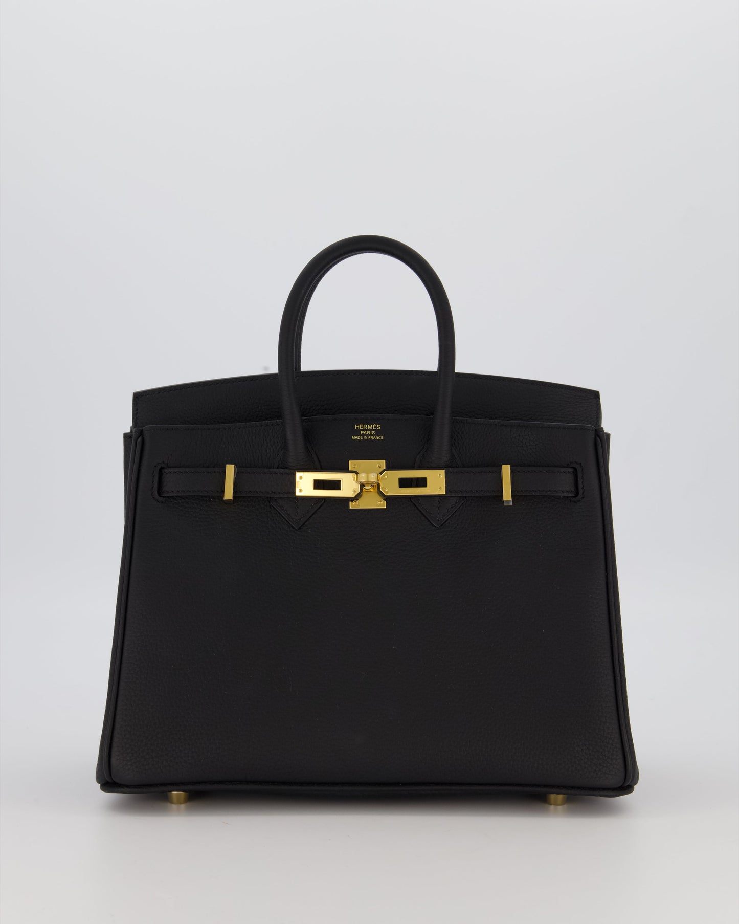 *RARE* Hermès Birkin 25 Retourne Bag in Noir Togo Leather with Gold Hardware