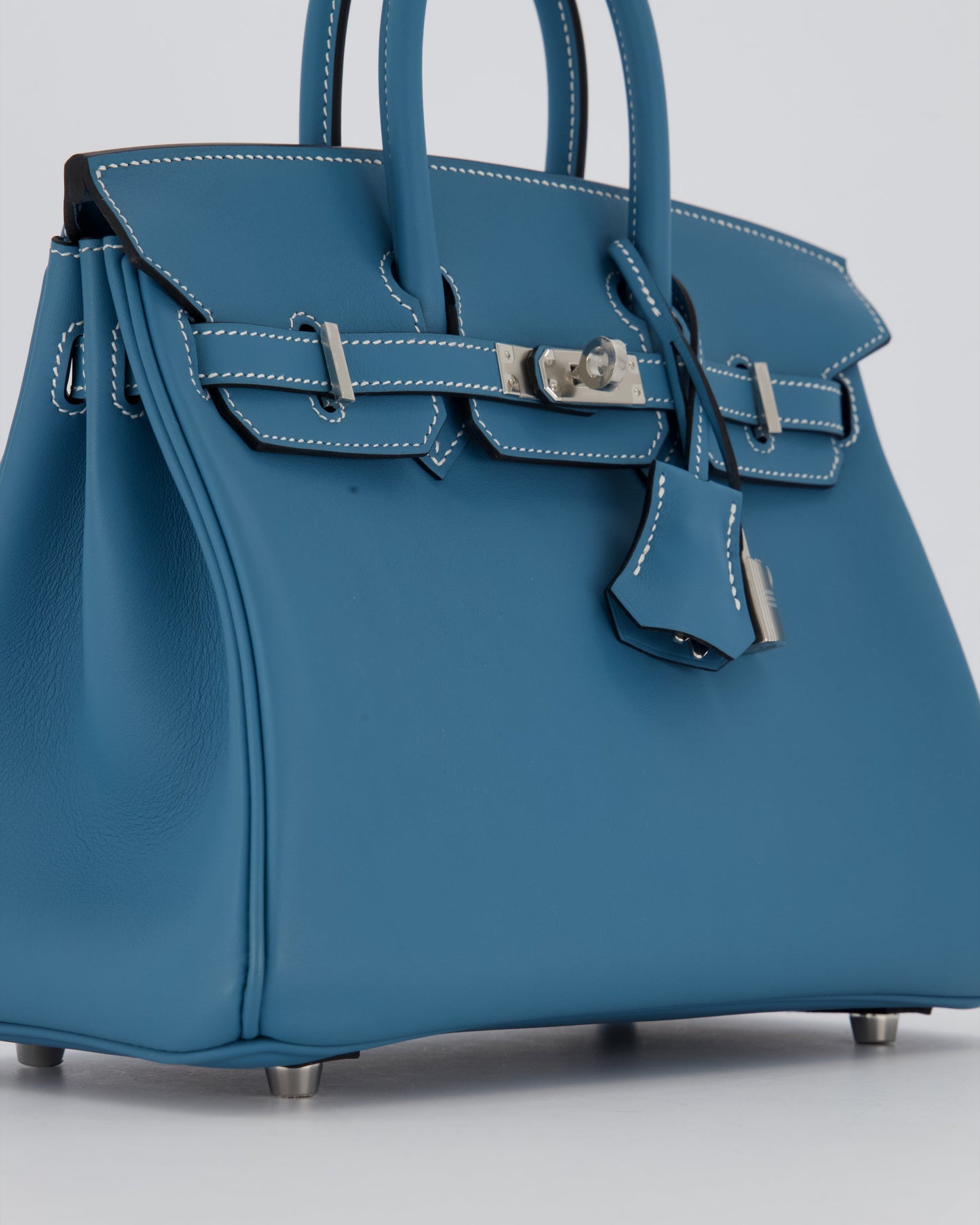 *RARE* Hermès Birkin 25 Retourne Bag in Bleu Jean Swift Leather with Palladium Hardware