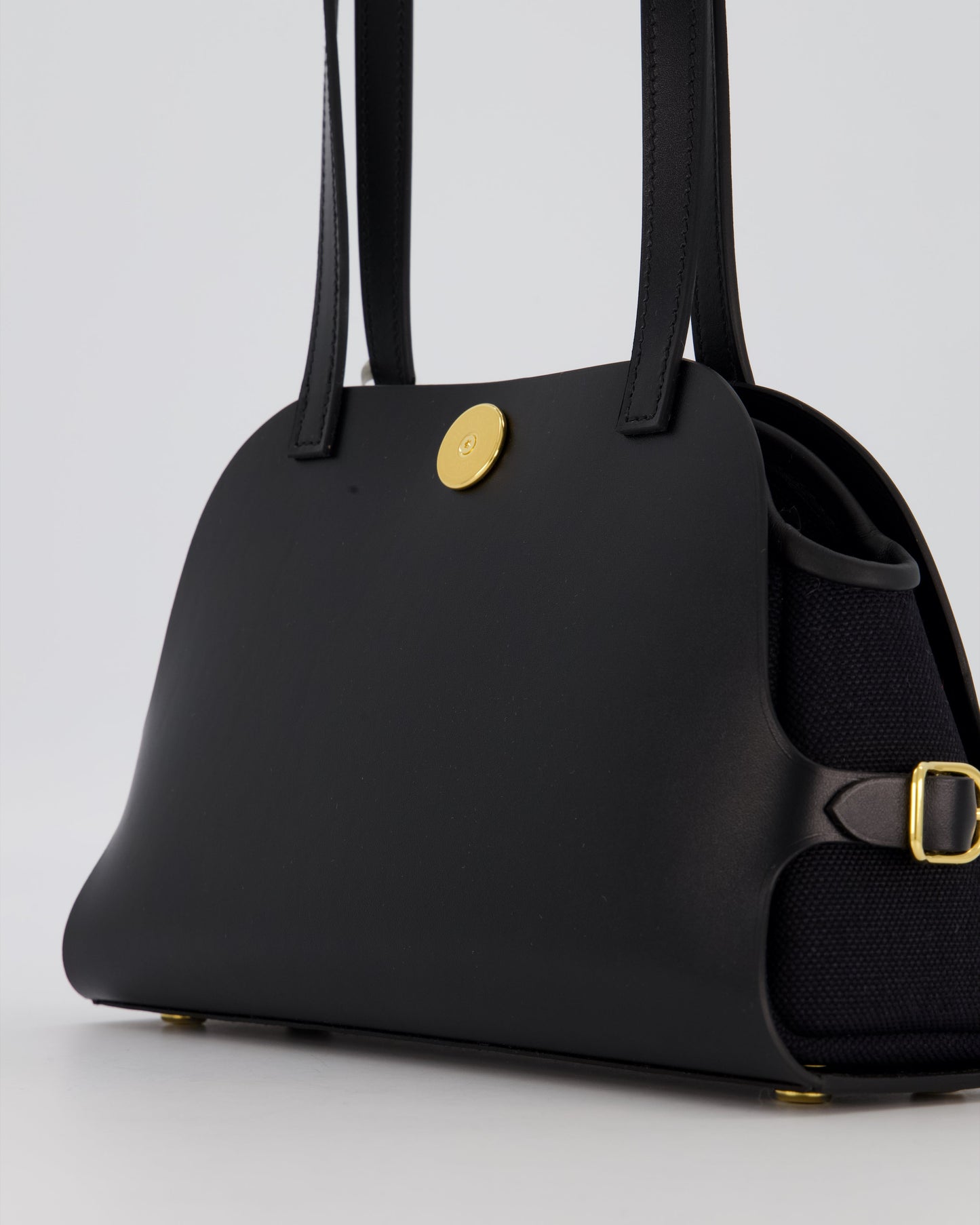 *HOT & RARE* Hermès Tablier Sellier Bag in Noir Hunter Cowhide, Noir Swift Leather and Noir Militaire Canvas with Gold Hardware
