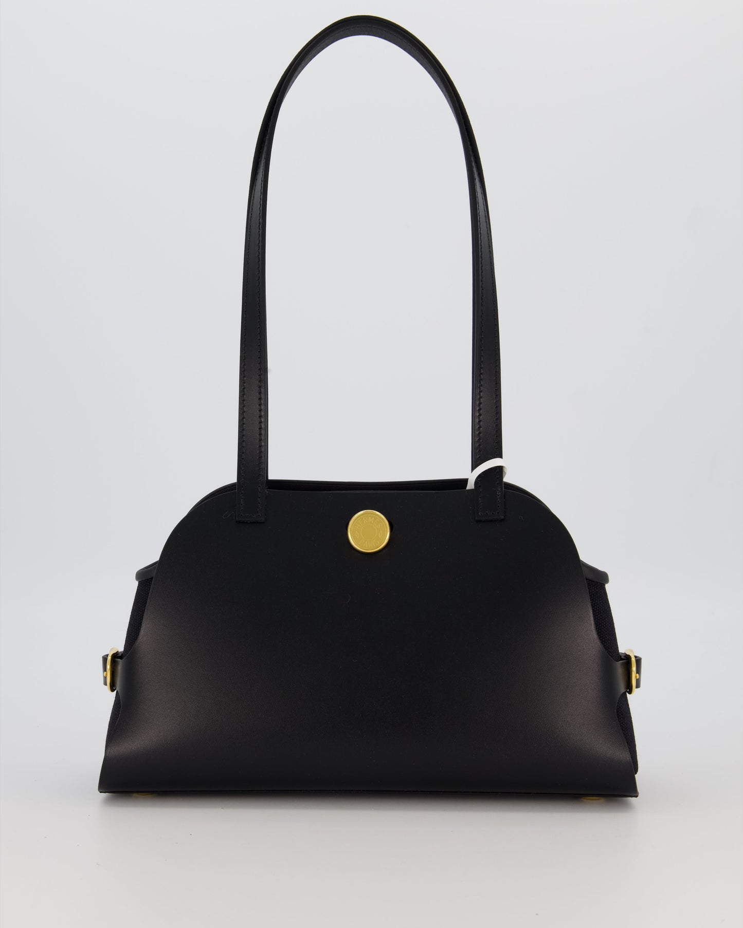 *HOT & RARE* Hermès Tablier Sellier Bag in Noir Hunter Cowhide, Noir Swift Leather and Noir Militaire Canvas with Gold Hardware