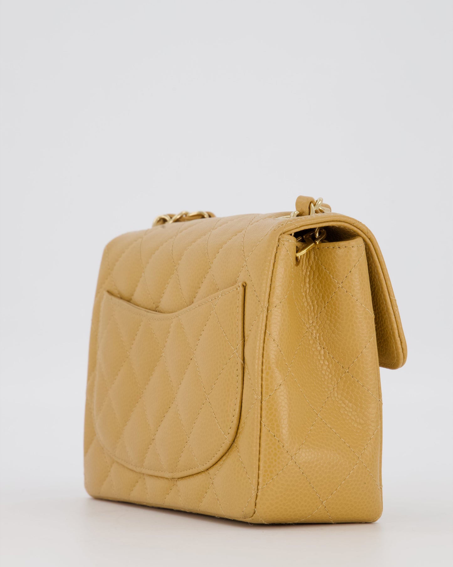 Chanel Mini Square Single Flap Bag In Caramel Caviar Leather With 24K Gold Hardware