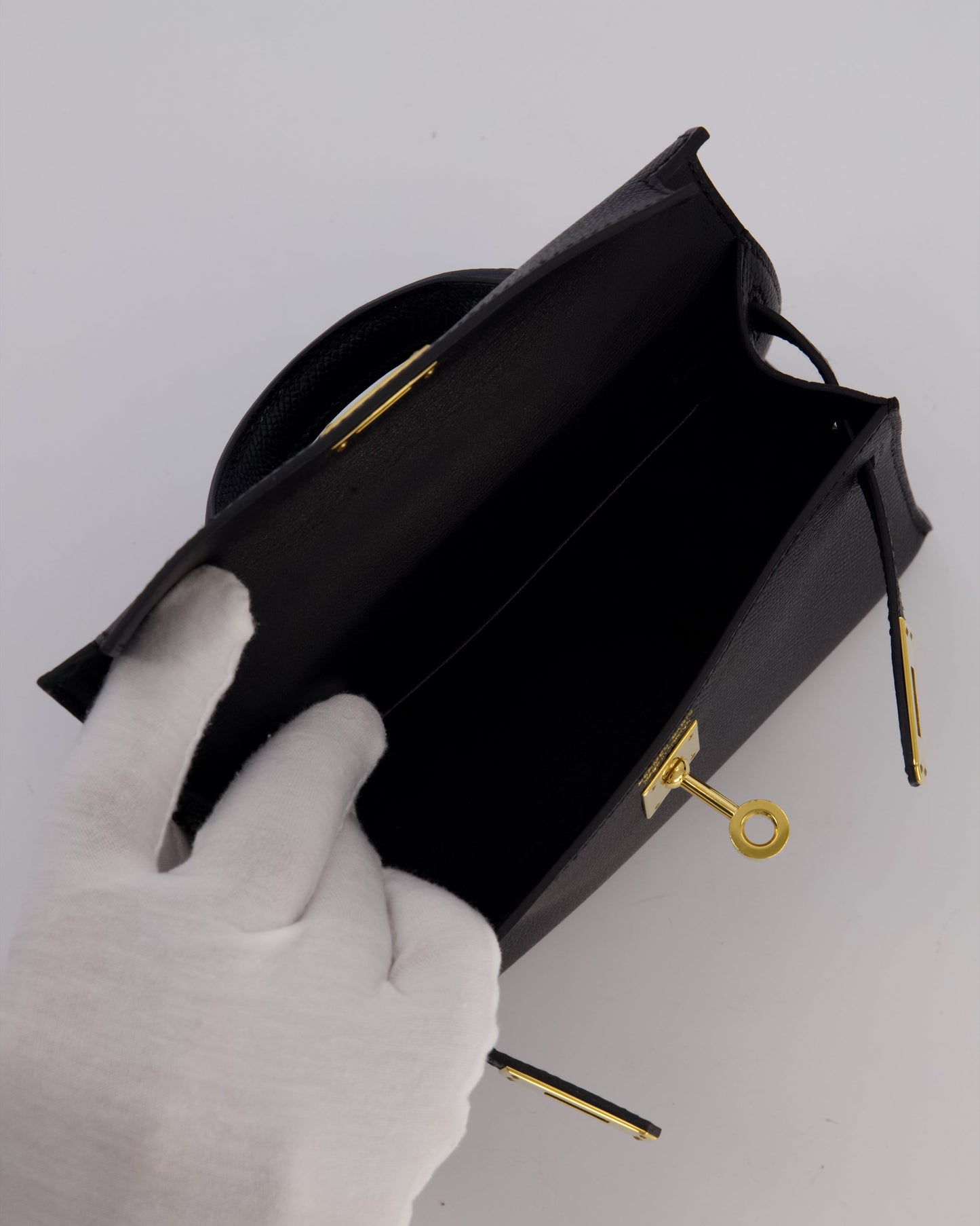 Hermès Mini Kelly II Sellier Bag Black Epsom Leather with Gold Hardware