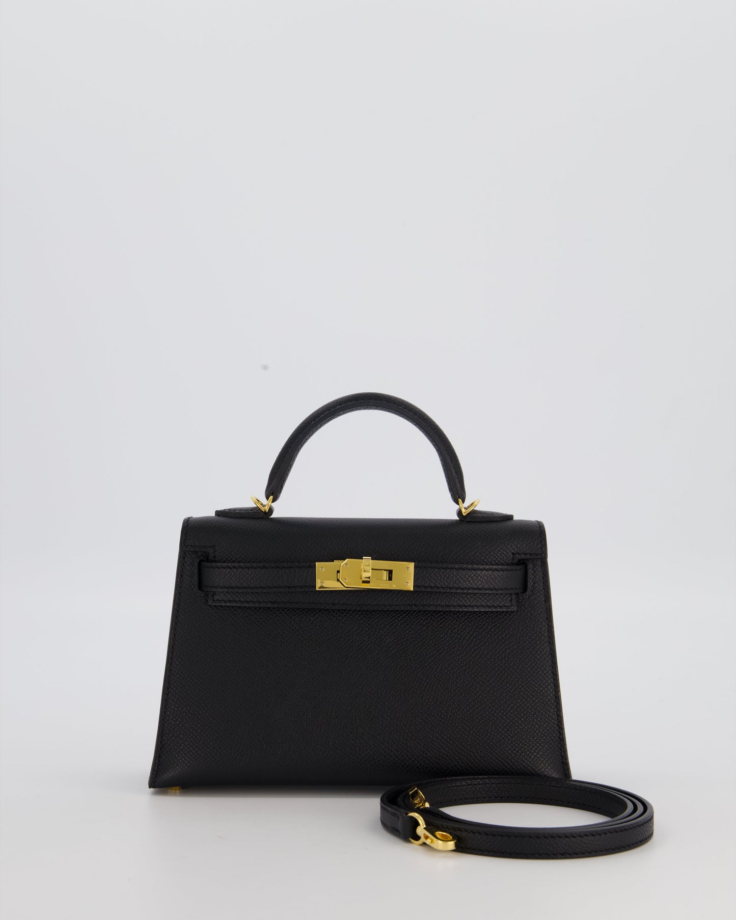 Hermès Mini Kelly II Sellier Bag Black Epsom Leather with Gold Hardware