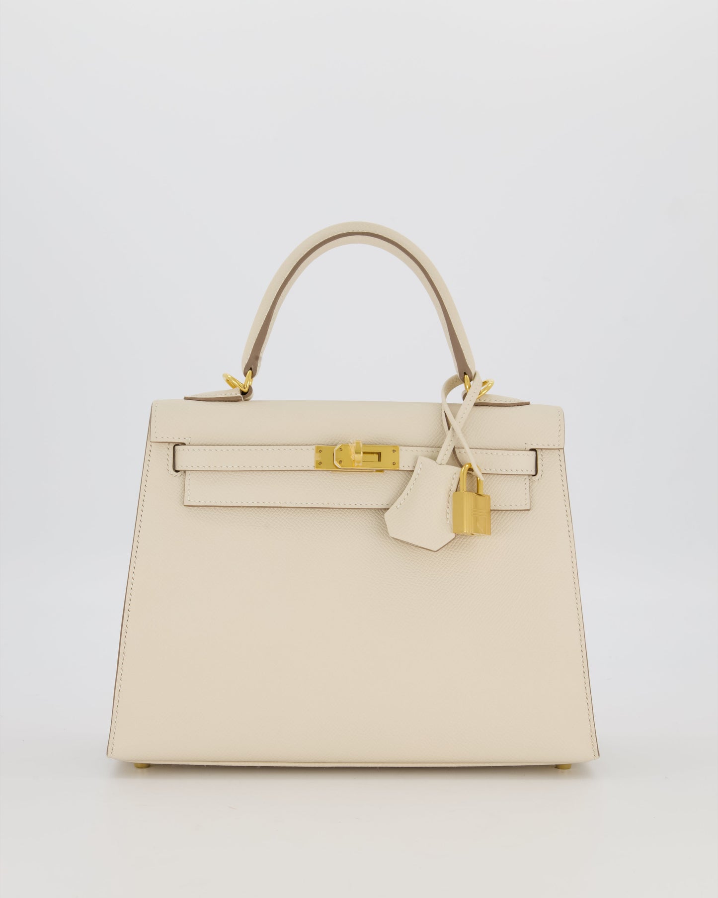 Hermès Kelly 25 Sellier Bag in Craie Epsom Leather and Gold Hardware