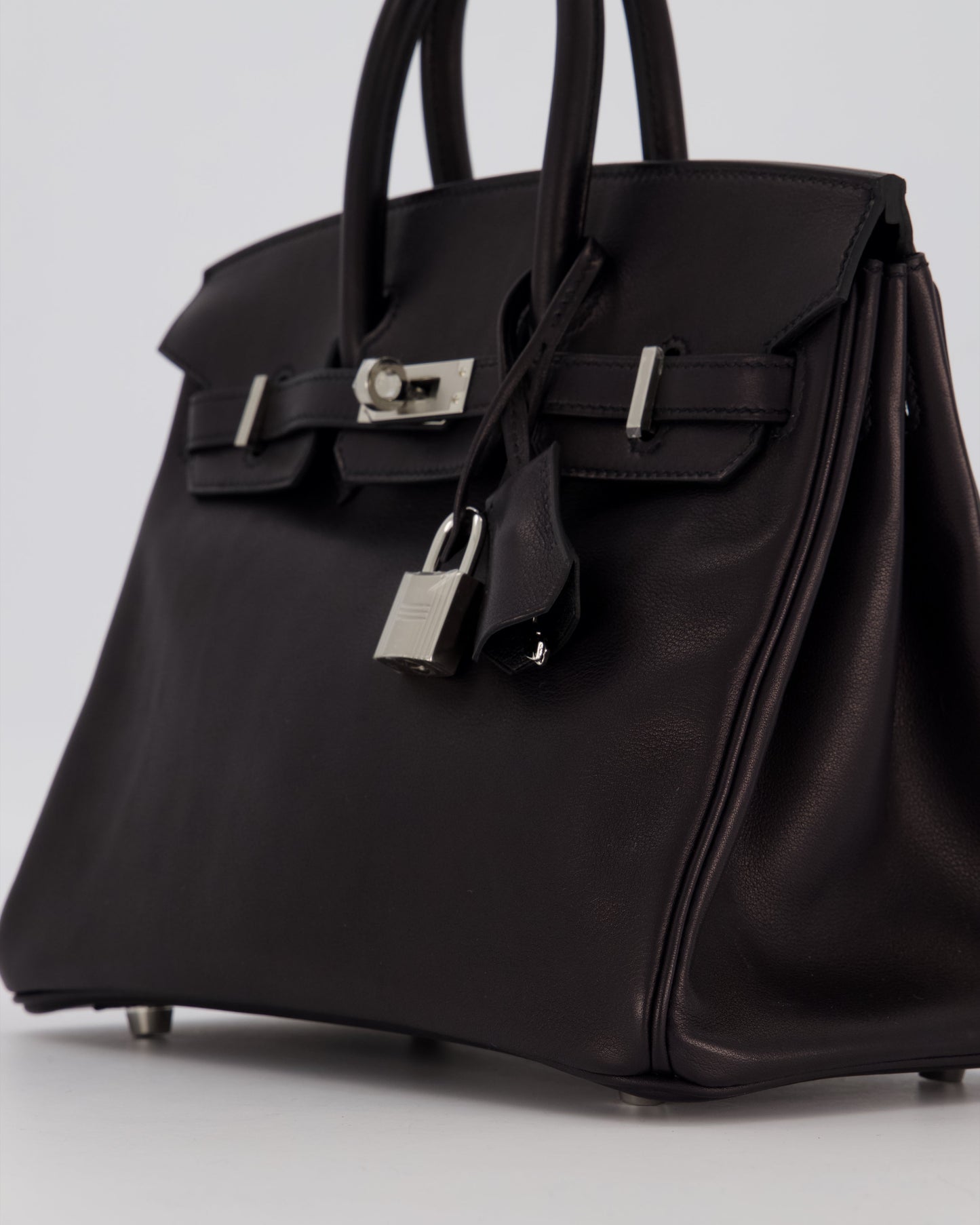 Hermès Birkin 25 Retourne Bag in Noir Volupto Leather with Palladium Hardware