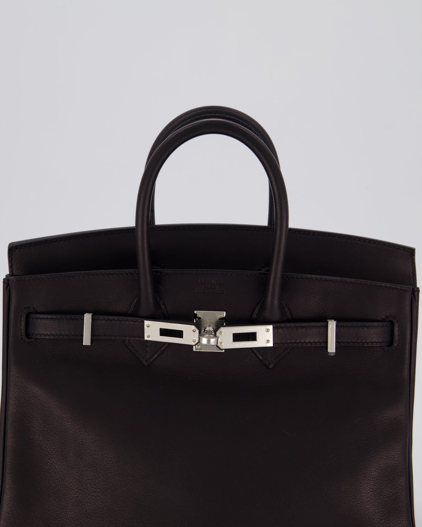 Hermès Birkin 25 Retourne Bag in Noir Volupto Leather with Palladium Hardware