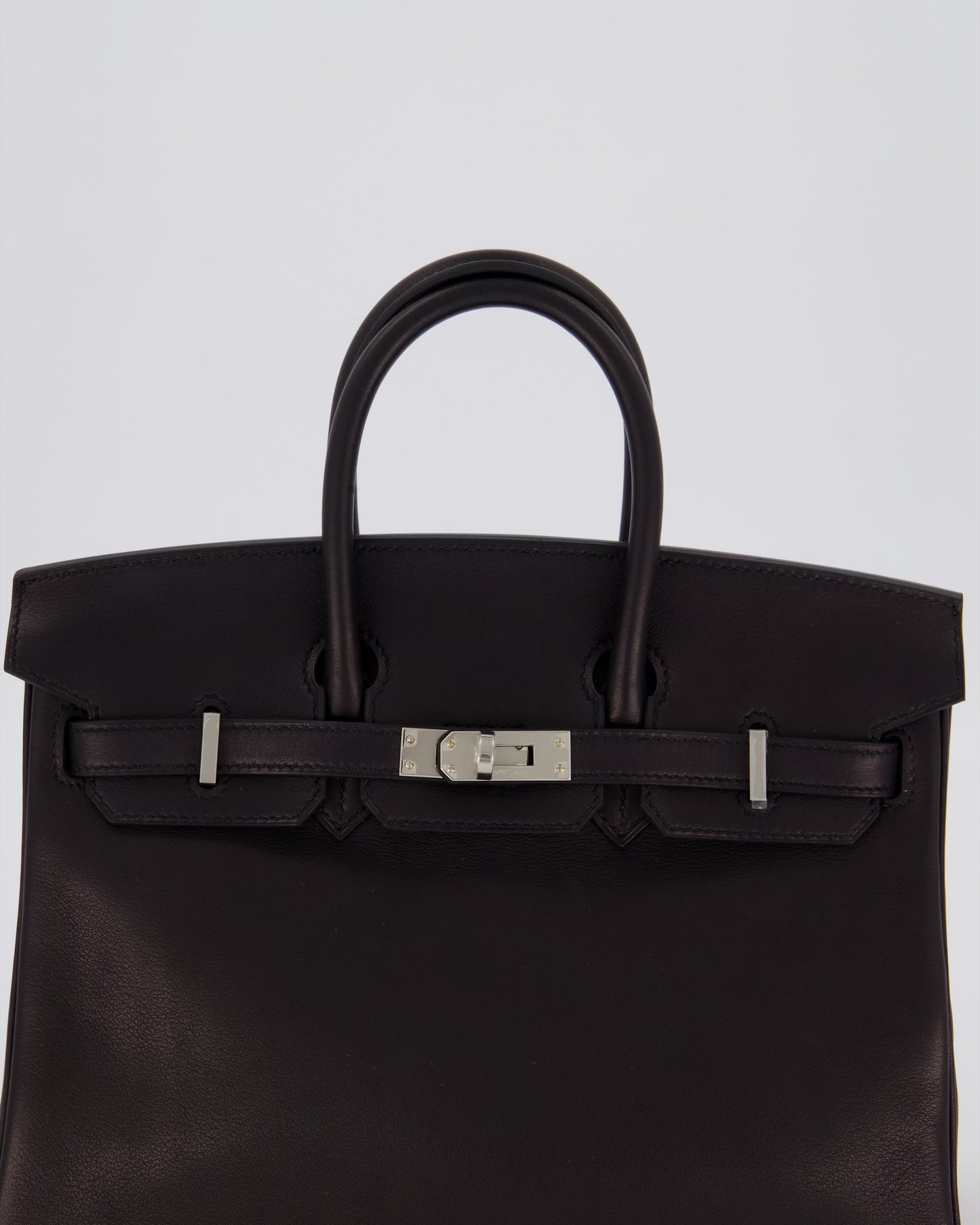 Hermès Birkin 25 Retourne Bag in Noir Volupto Leather with Palladium Hardware