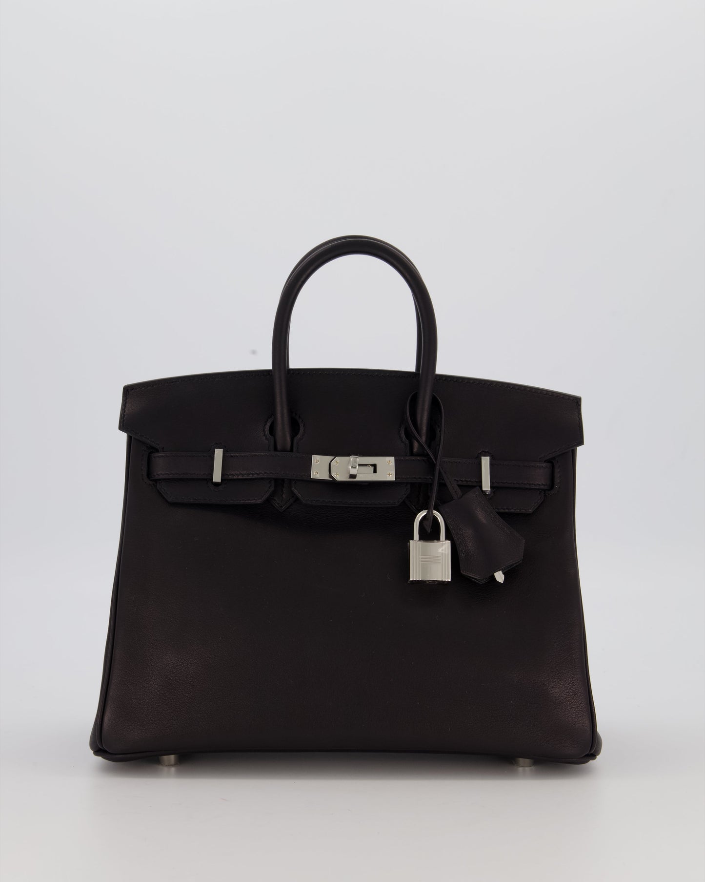 Hermès Birkin 25 Retourne Bag in Noir Volupto Leather with Palladium Hardware