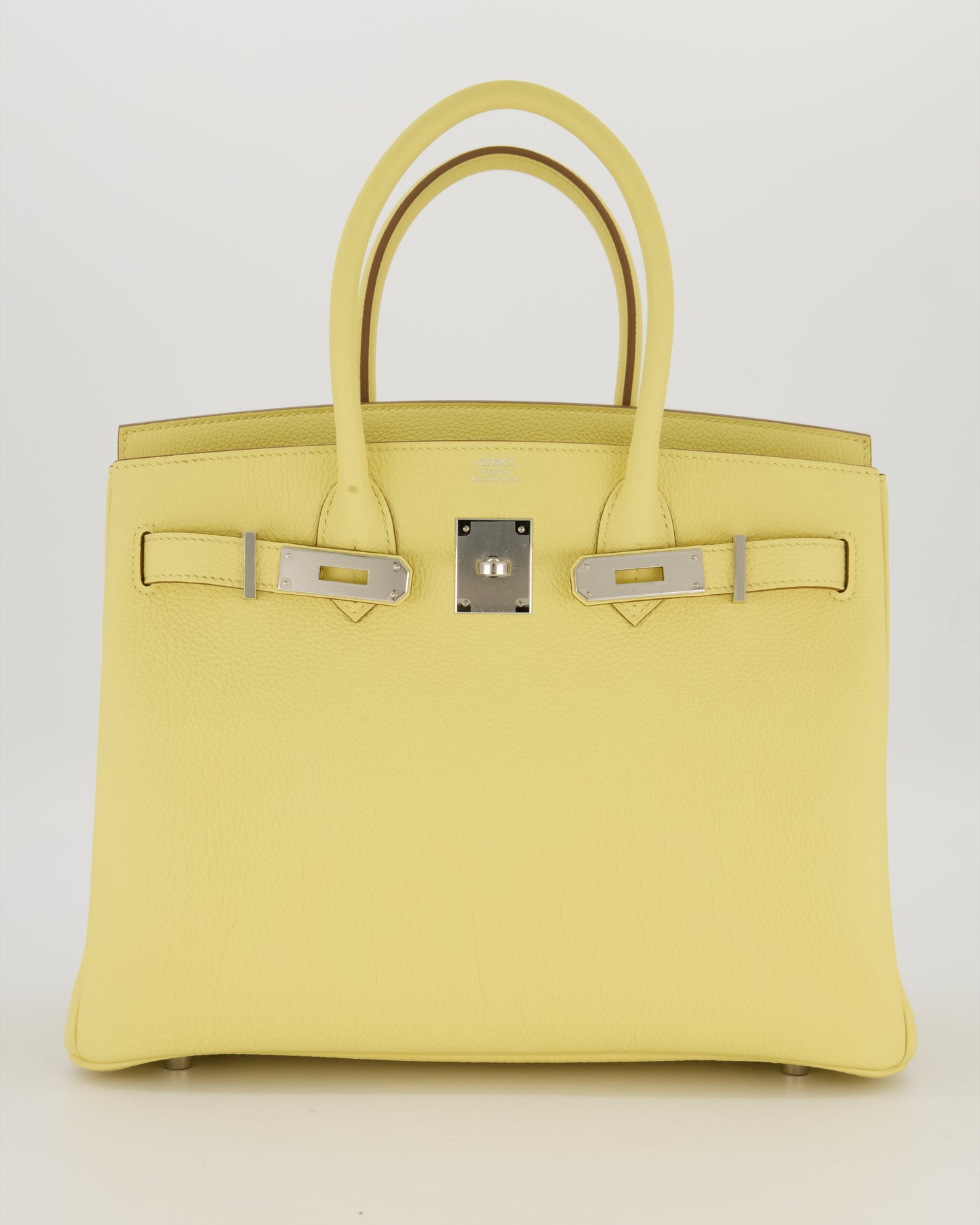 Hermès Birkin 30 Retourne Bag in Jaune Poussin Togo Leather with Palladium Hardware